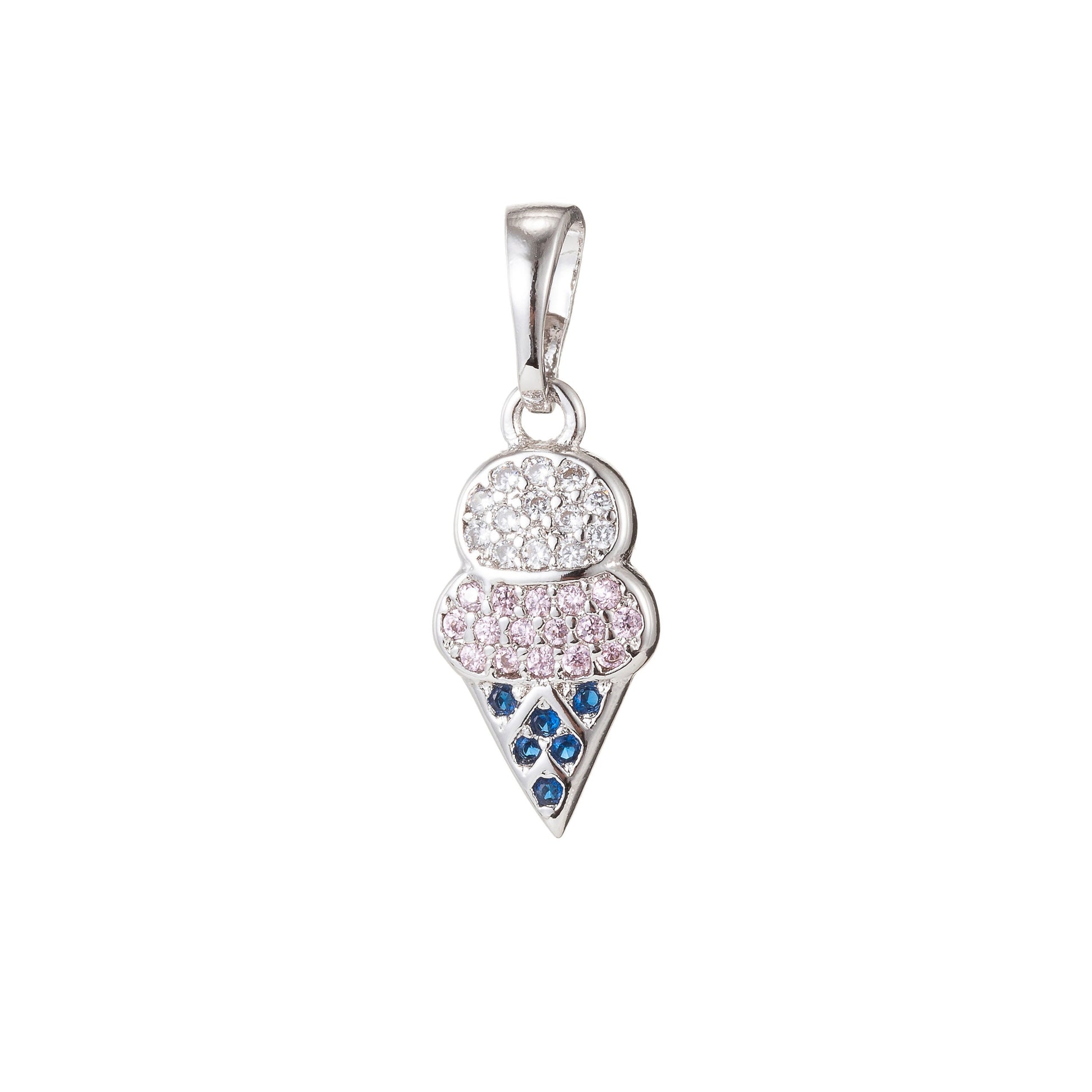 1pc 18k Gold Micro Pave CZ Ice Cream Pendant Charm, Ice Cream Pendant Charm, Desert Pendant, For DIY Jewelry Making