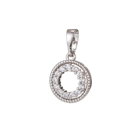 1pc White Gold  Micro Pave CZ Circle Pendant Charm, Micro Pave CZ Pendant Charm, White  Geometric Pendant, For DIY Jewelry