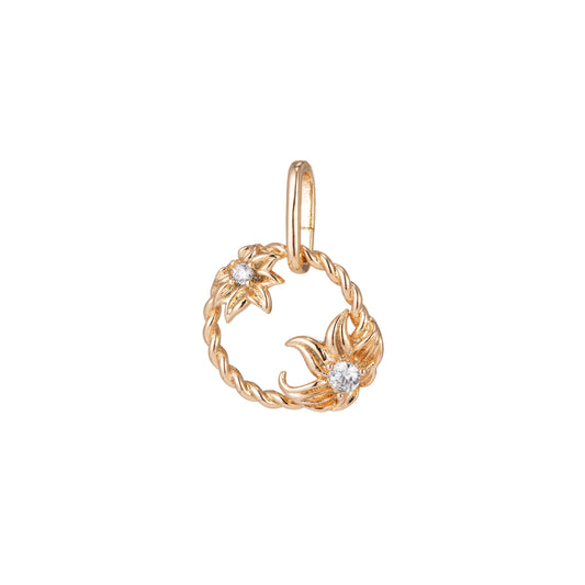 1pc Gold Micro Pave CZ Flower Geometric Pendant Charm, Micro Pave CZ Pendant Charm, Pendant, For DIY Jewelry,