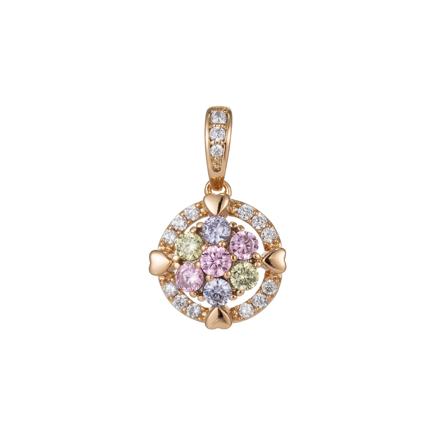 1pc 18k Gold Micro Pave CZ Geometric Pendant Charm, Micro Pave CZ Colorful Pendant Charm, Pendant, For DIY Jewelry