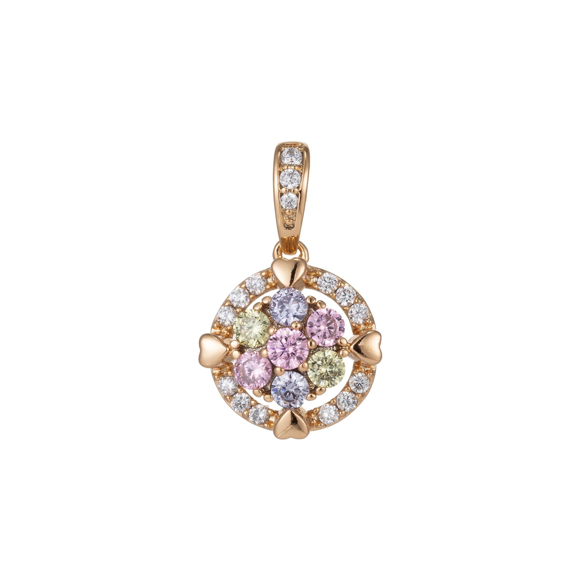 1pc 18k Gold Micro Pave CZ Geometric Pendant Charm, Micro Pave CZ Colorful Pendant Charm, Pendant, For DIY Jewelry