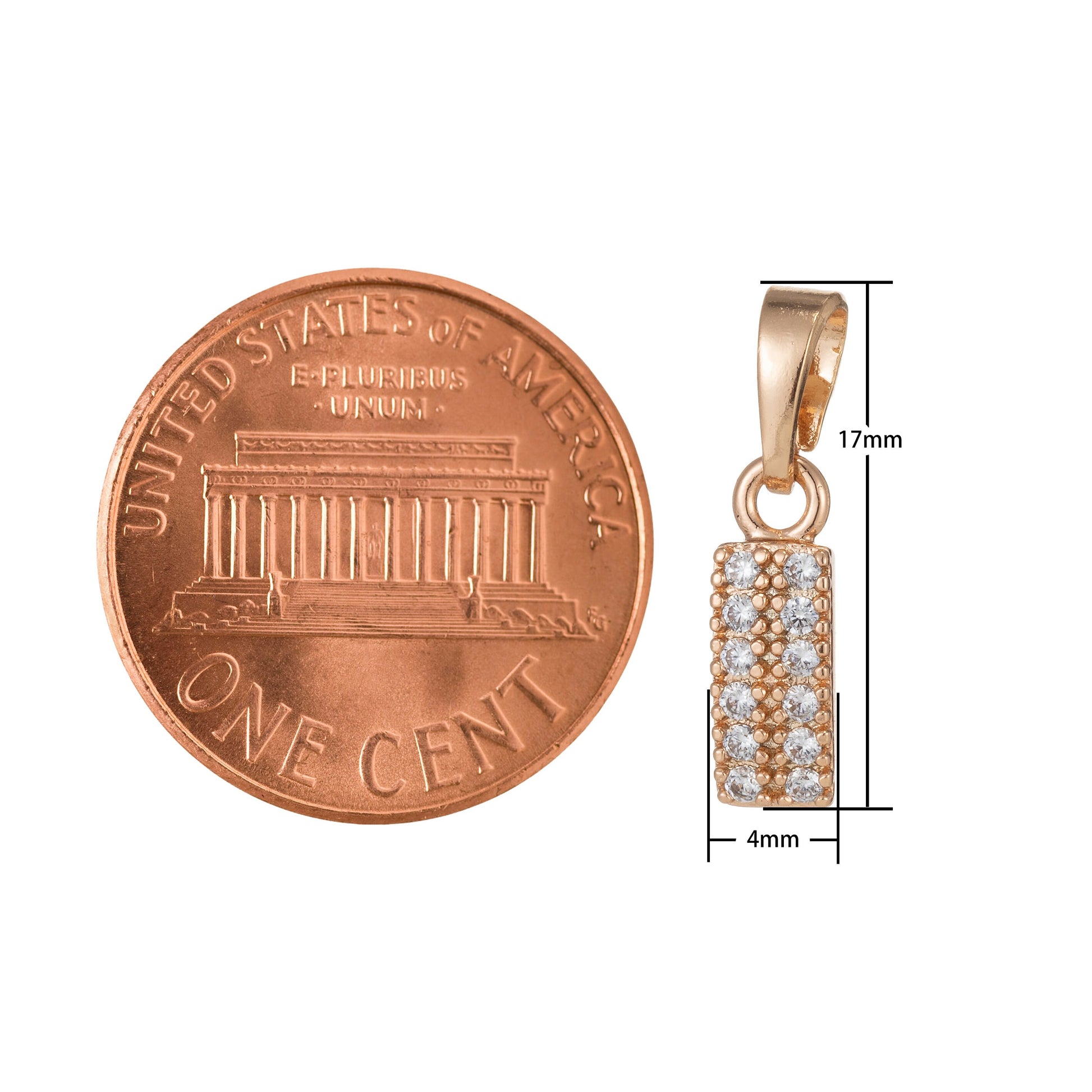1pc 18k Gold Micro Pave Cubic Zirconia Bar Pendant Charm, Micro Pave CZ Pendant Charm, Pendant, For DIY Jewelry, 1466