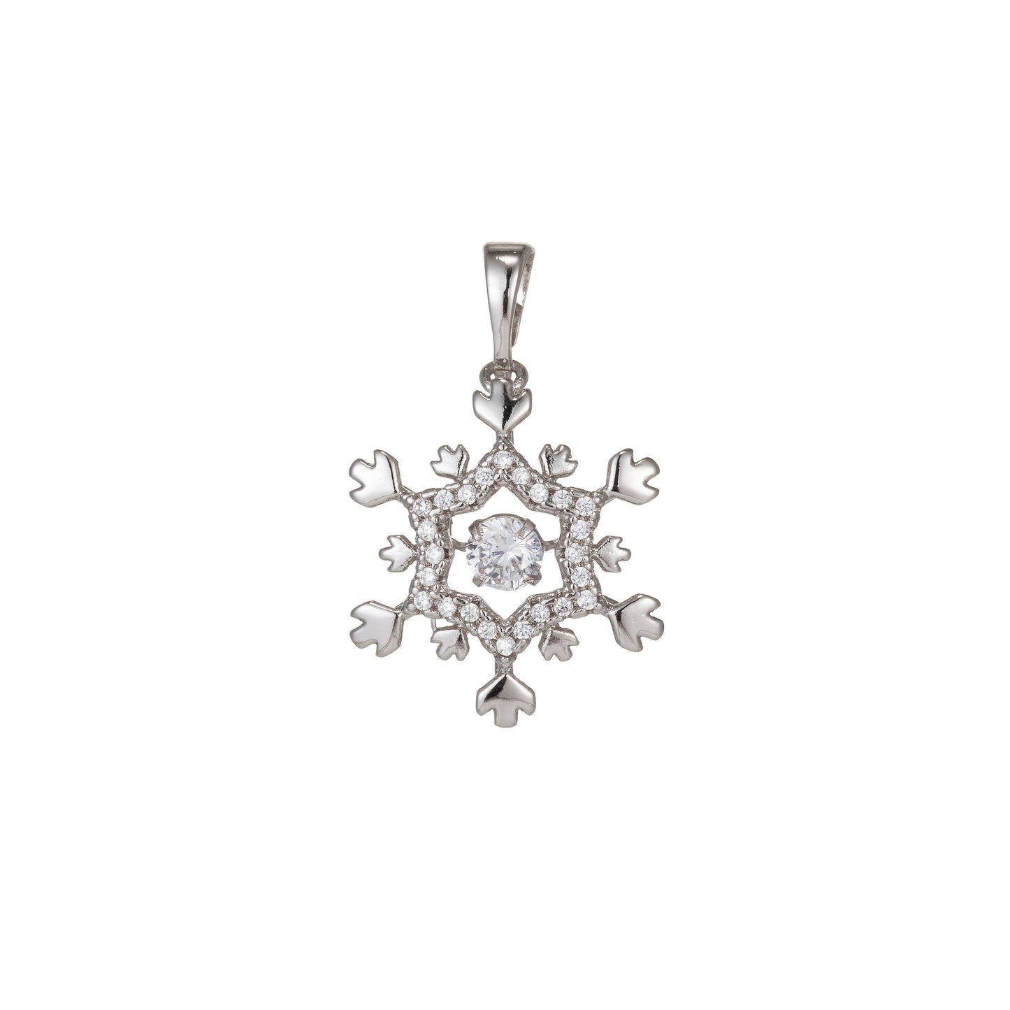 1pc White Gold Micro Pave CZ SnowFlake Pendant Charm, Dual Color SnowFlake Pendant Charm, White Pendant, For DIY Jewelry