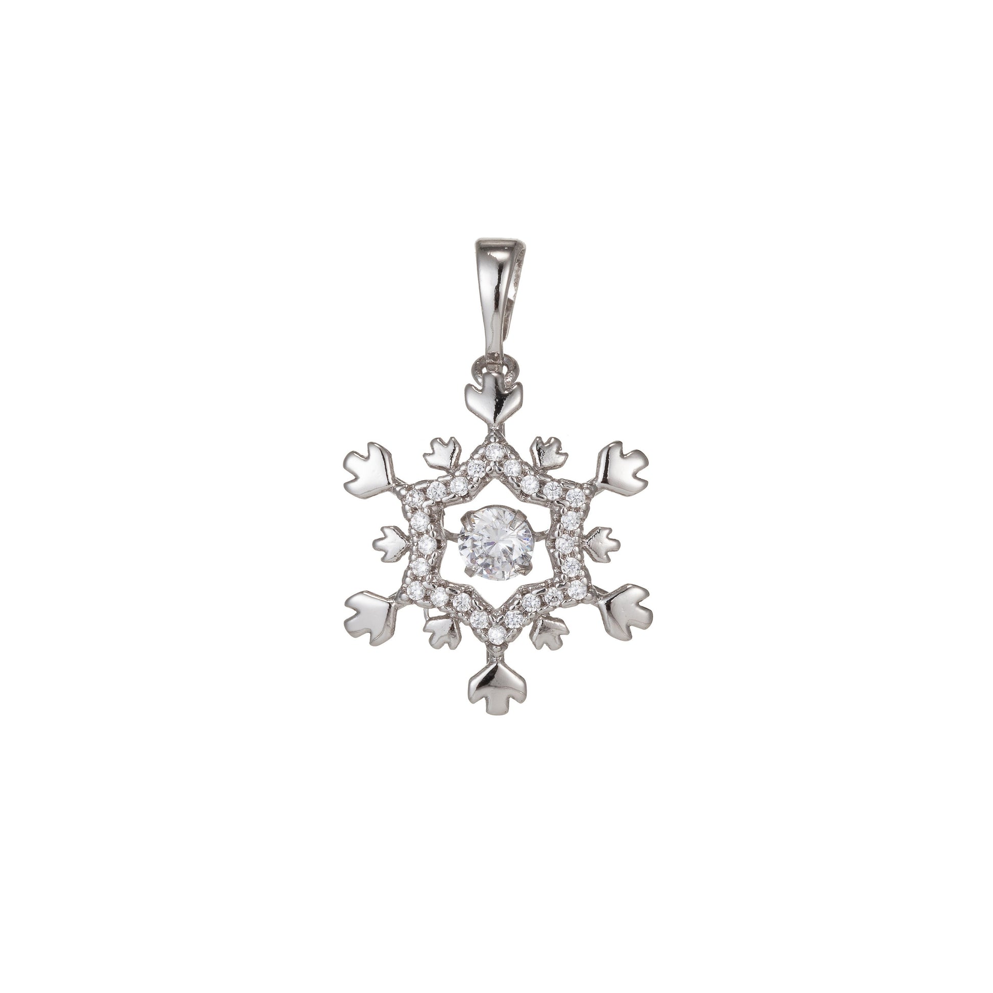 1pc White Gold Micro Pave CZ SnowFlake Pendant Charm, Dual Color SnowFlake Pendant Charm, White Pendant, For DIY Jewelry