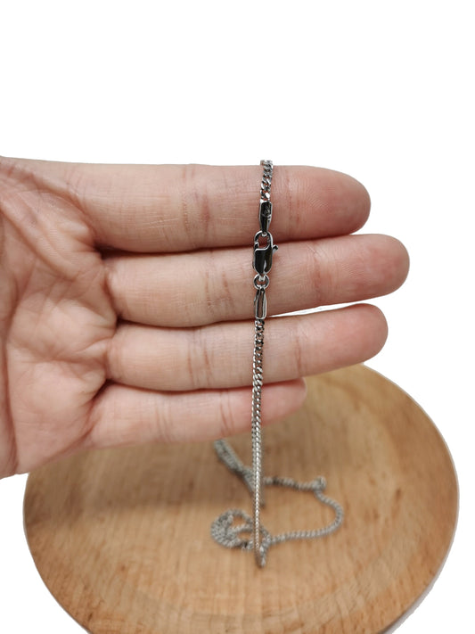 1pc 17.7'' Ready to Use White Gold Herringbone Curb Necklace Chain, Layer Curb Chain Dainty Necklace, For Pendant Charm Necklace, 625