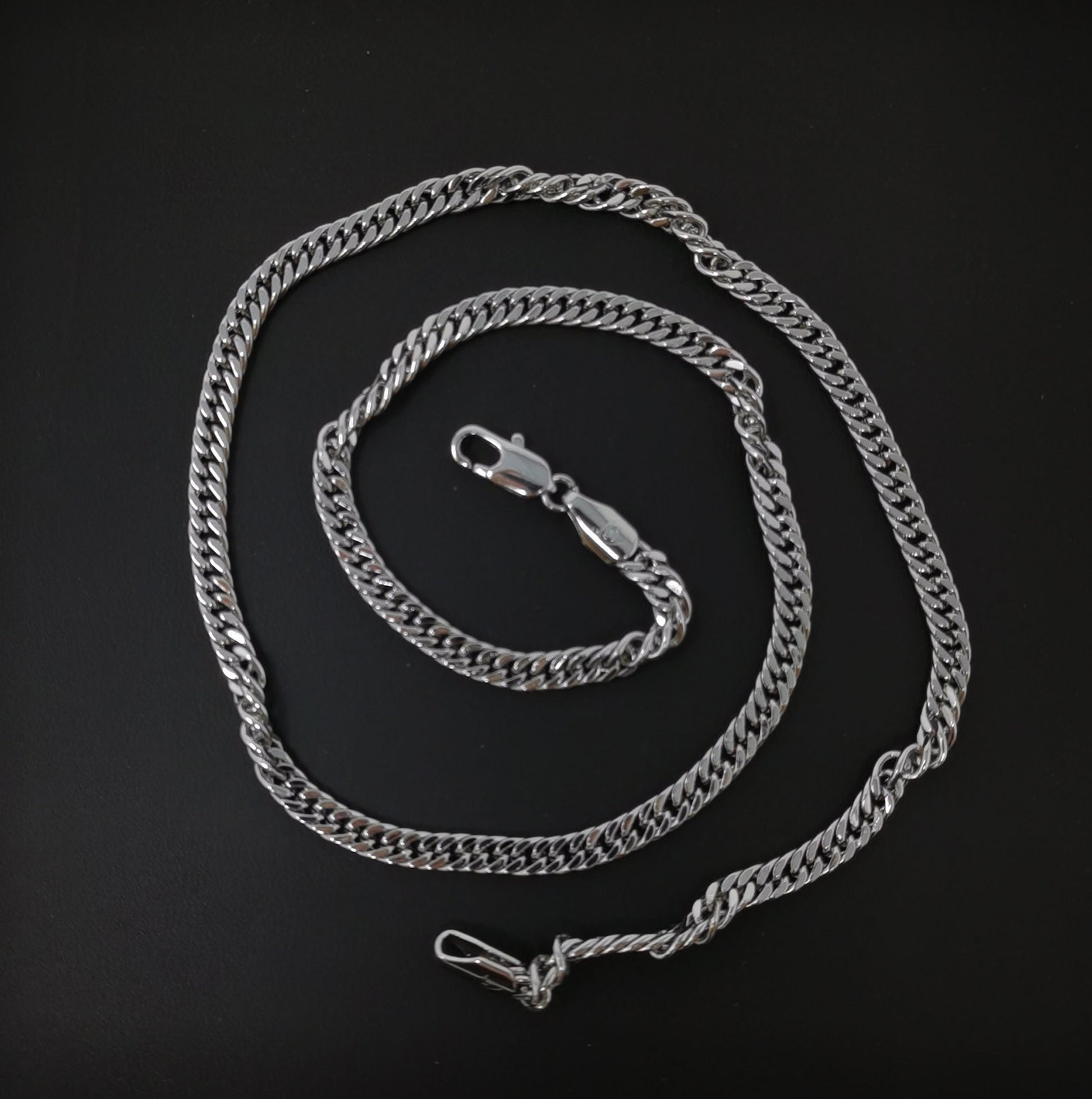 1pc 17.7'' Ready to Use White Gold Filled Herringbone Curb Necklace Chain, Layer Curb Chain Dainty Necklace,Pendant Charm Necklace, CH-627