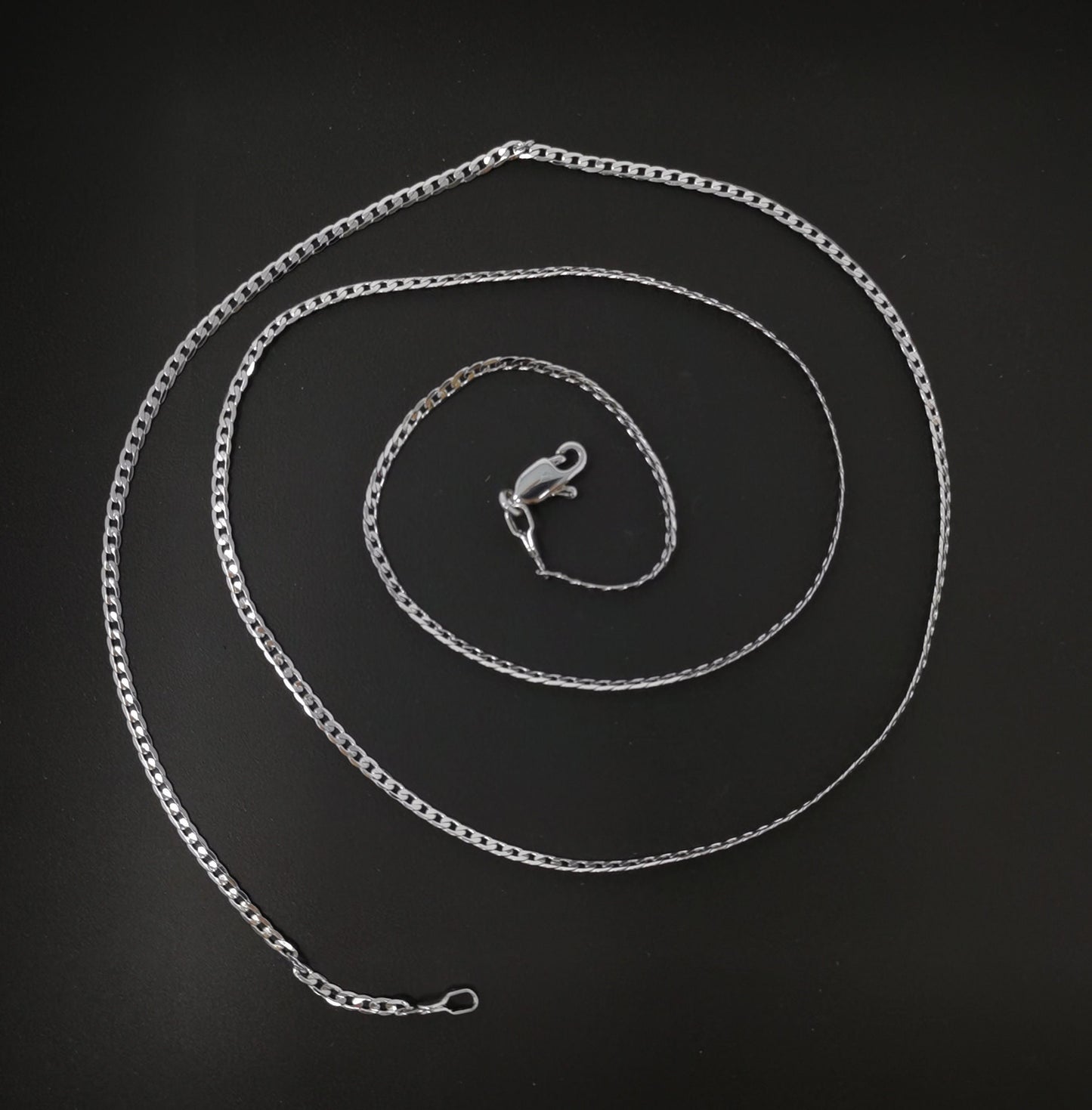 1pc 23.6'' Ready to Use White Gold Herringbone Curb Necklace Chain, Layer Curb Chain Dainty Necklace, For Pendant Charm Necklace, 629