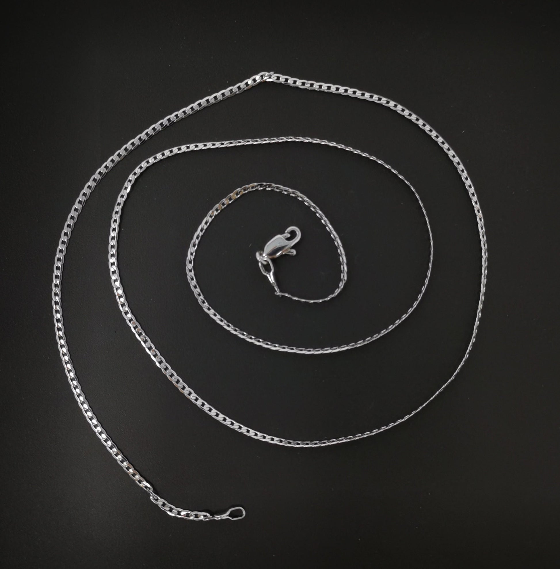 1pc 23.6'' Ready to Use White Gold Herringbone Curb Necklace Chain, Layer Curb Chain Dainty Necklace, For Pendant Charm Necklace, 629