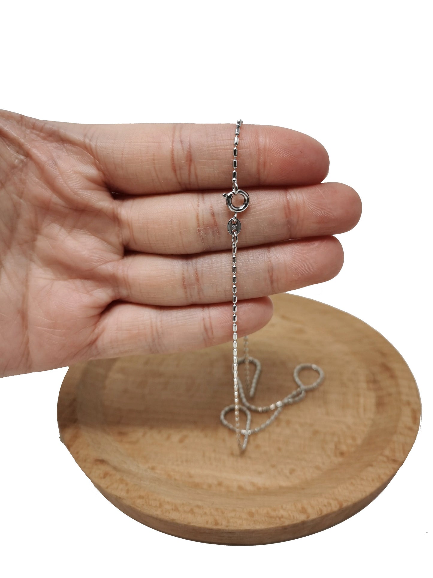 1pc 17.7'' Ready to Use White Gold Bead Satellite Necklace Chain, Layer Chain Dainty Necklace, For Pendant Charm Necklace, 634
