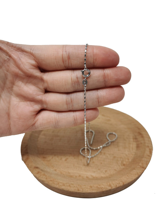 1pc 17.7'' Ready to Use White Gold Bead Satellite Necklace Chain, Layer Chain Dainty Necklace, For Pendant Charm Necklace, 634