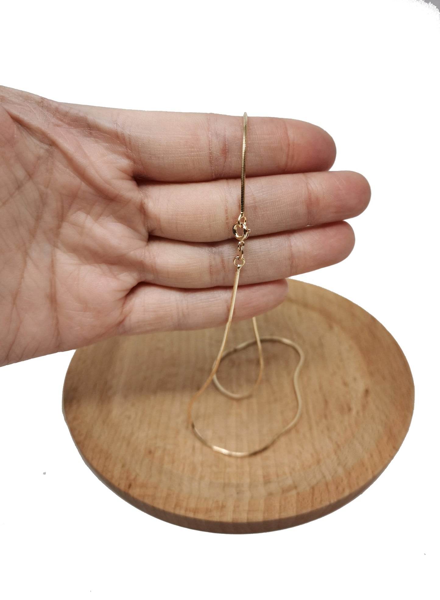 1pc 15.6'' Ready to Use 18K Gold Filled Cocoon Necklace Chain, Layer Snake Chain Dainty Necklace, For Pendant Charm Necklace Making, CH-665