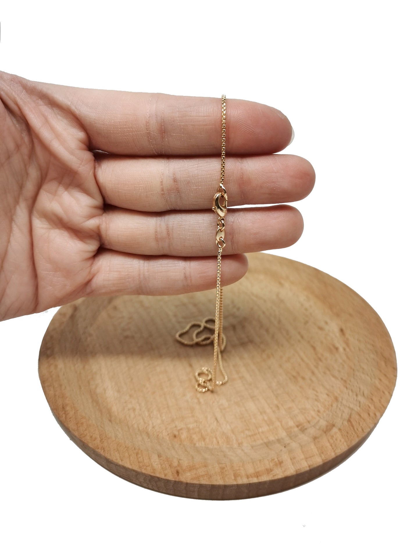 1pc 15.6'' ready to wear 18k Gold Filled Square Box Chain Necklace, Layering Dainty Box Chain For Jewelry Making with Pendant Charm, CH-666