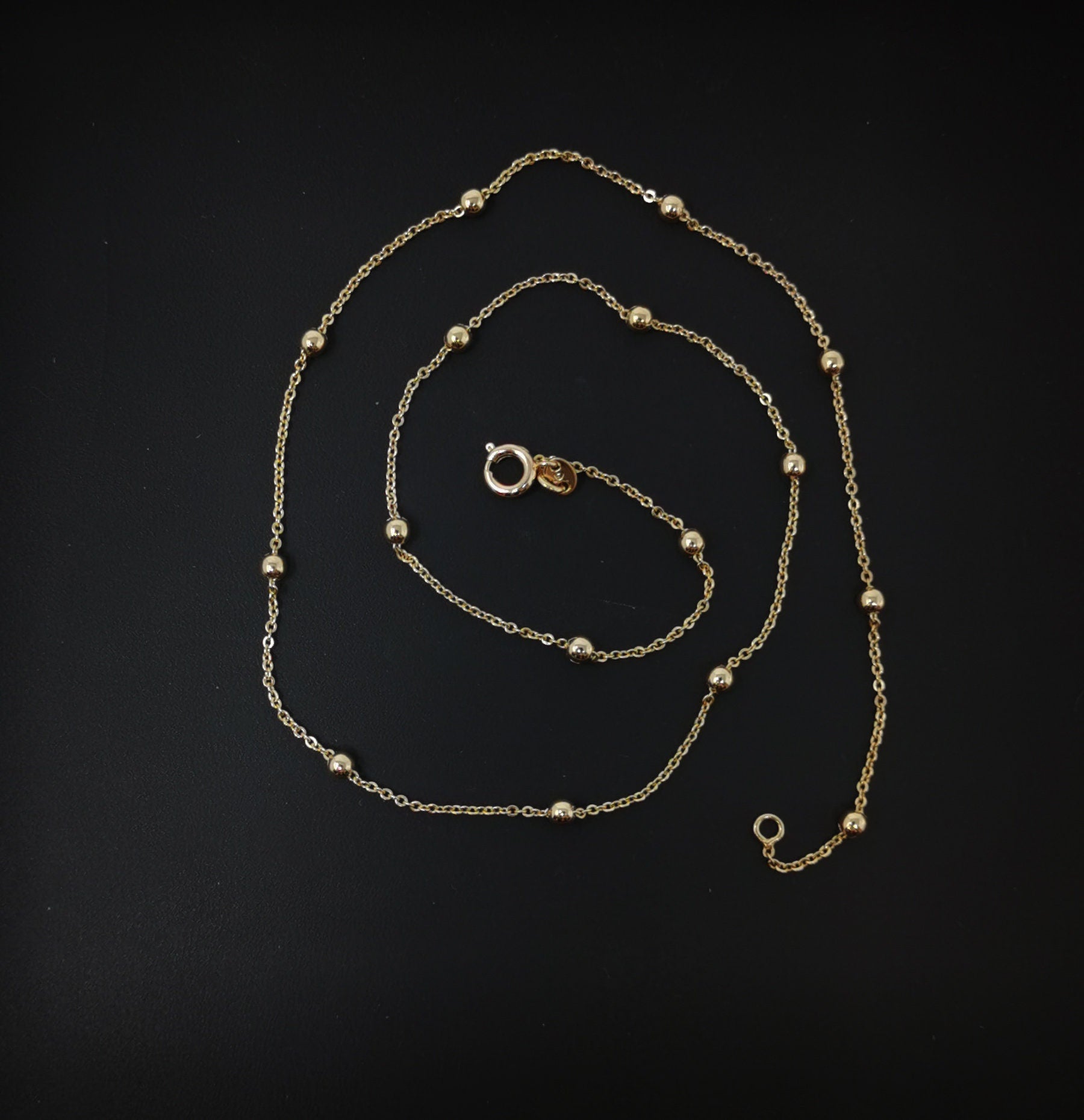 1pc 17.7'' Ready to Use 18K Gold Filled Oval Rolo Necklace Chain, Layering Rolo Chain Dainty Necklace, For Pendant Charm Necklace Making-651