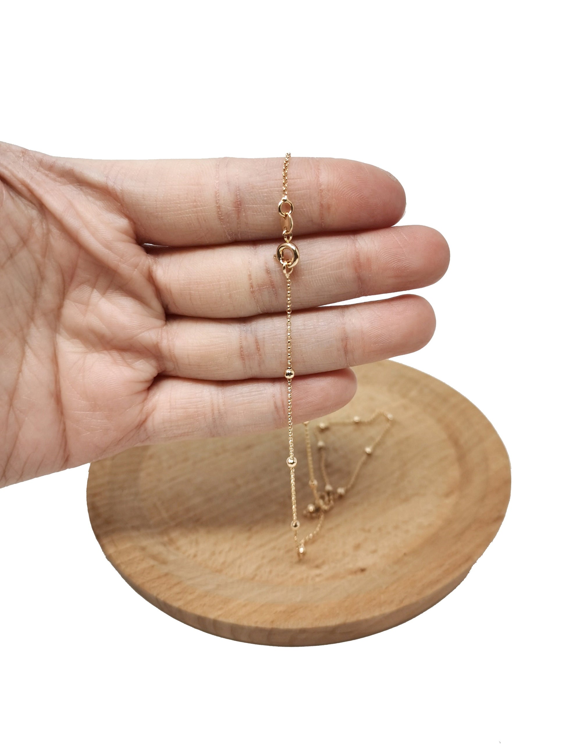 1pc 17.7'' Ready to Use 18K Gold Filled Oval Rolo Necklace Chain, Layering Rolo Chain Dainty Necklace, For Pendant Charm Necklace Making 652