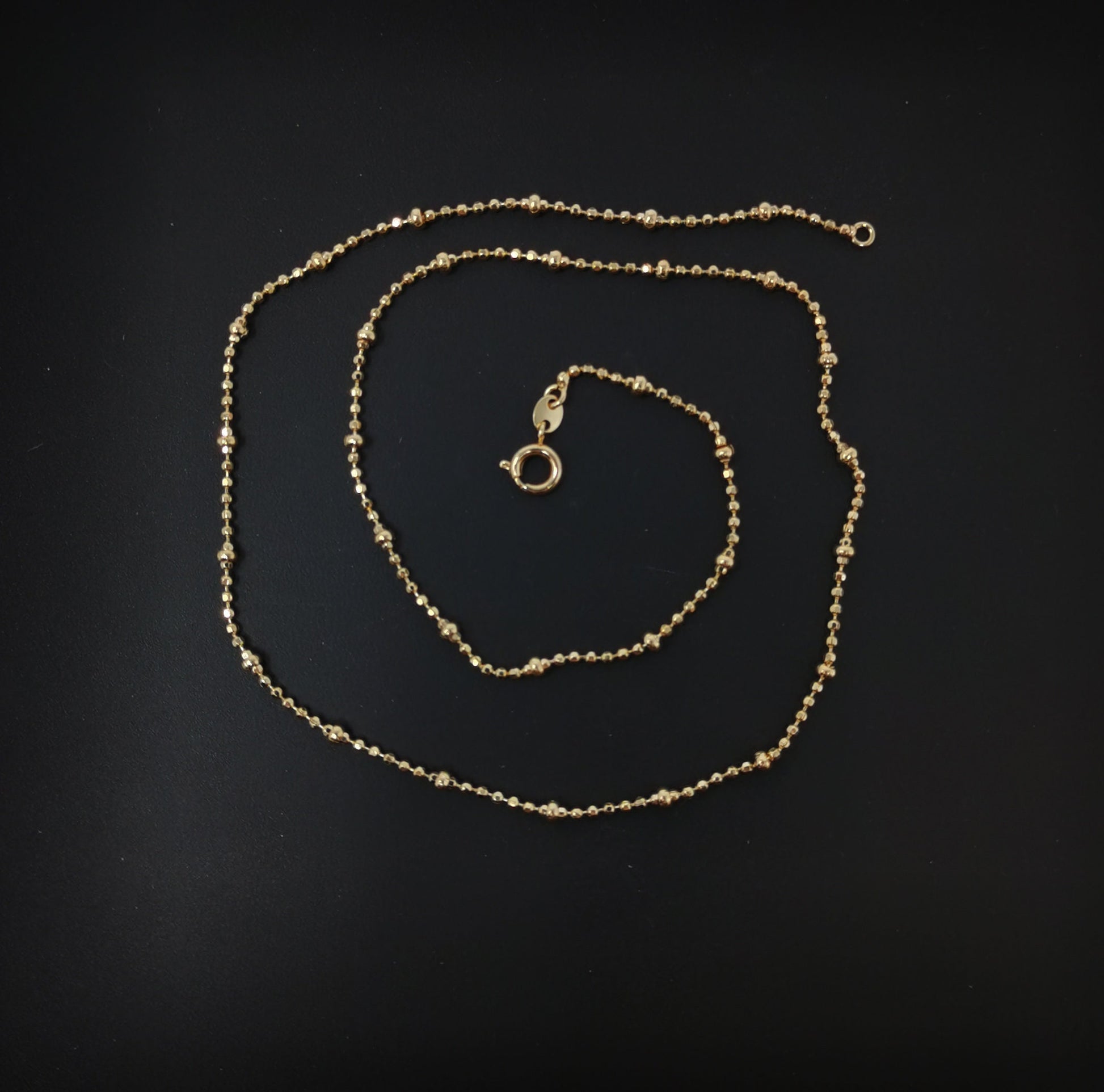 1pc 17.7'' 18K Ready to Use Gold Bead Necklace Chain, Layering Beaded Chain Dainty Necklace, Perfect for Pendant Charm Necklace, 653