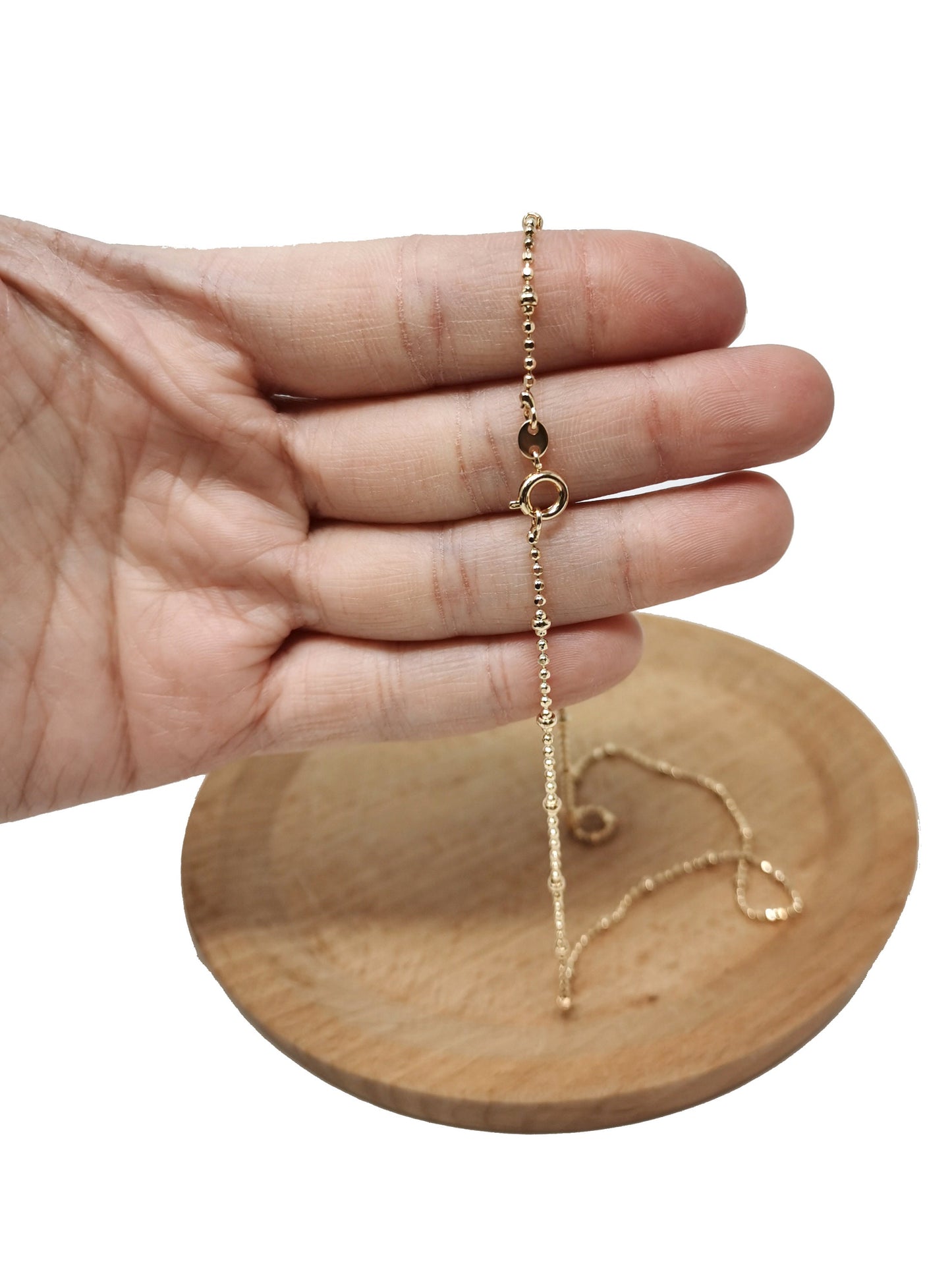 1pc 17.7'' 18K Ready to Use Gold Bead Necklace Chain, Layering Beaded Chain Dainty Necklace, Perfect for Pendant Charm Necklace, 653