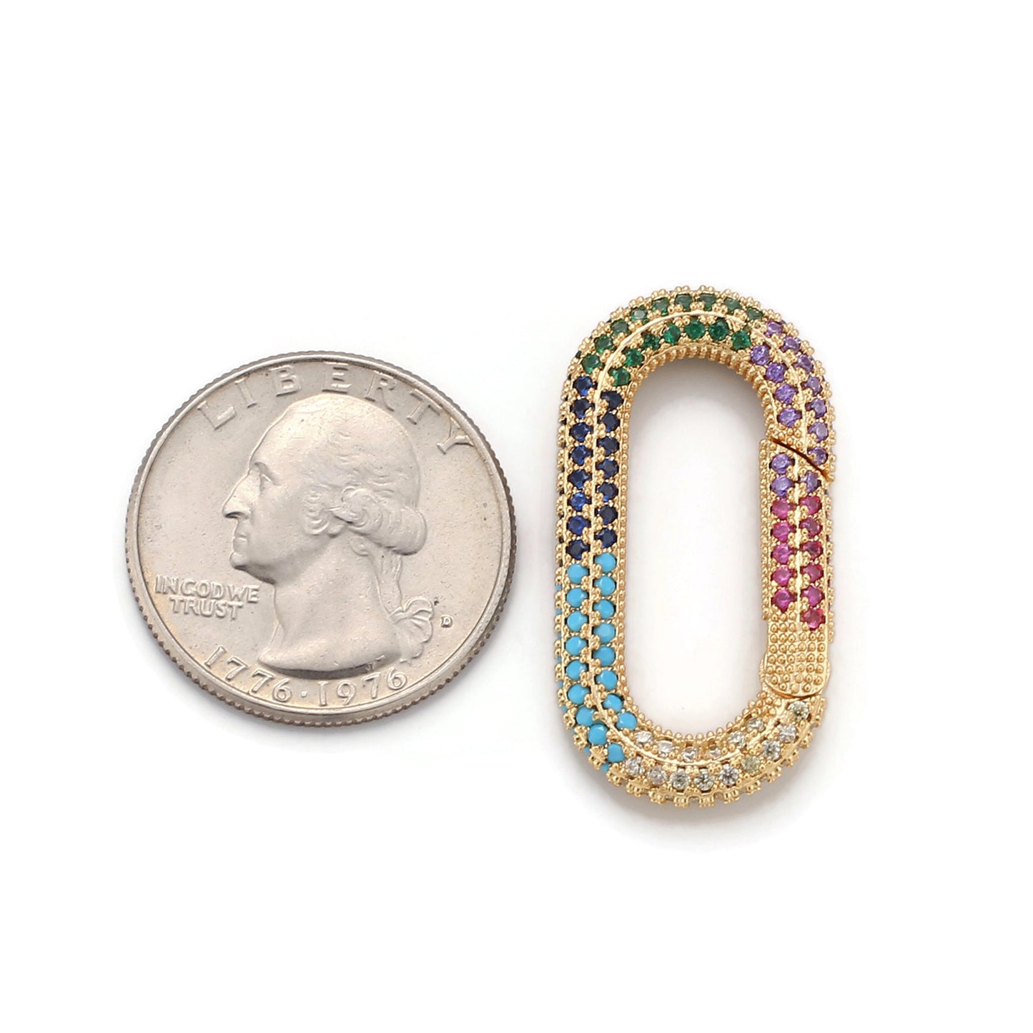 1pc Carabiner Screw Clasp, Screw Clasp Oval Lock, Interlocking Oval Clasp, Pave Oval Shaped Lock Clasps, Mutiple color options