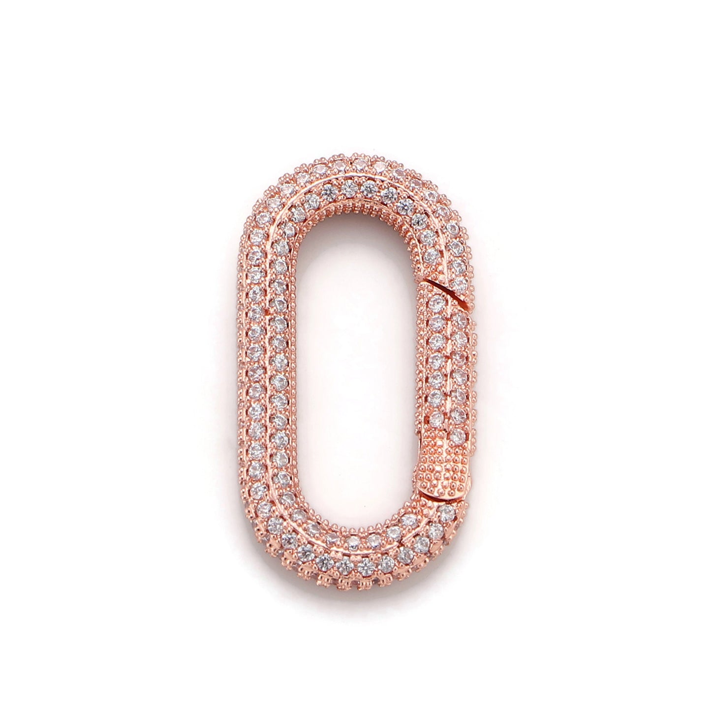 1pc Carabiner Screw Clasp, Screw Clasp Oval Lock, Interlocking Oval Clasp, Pave Oval Shaped Lock Clasps, Mutiple color options