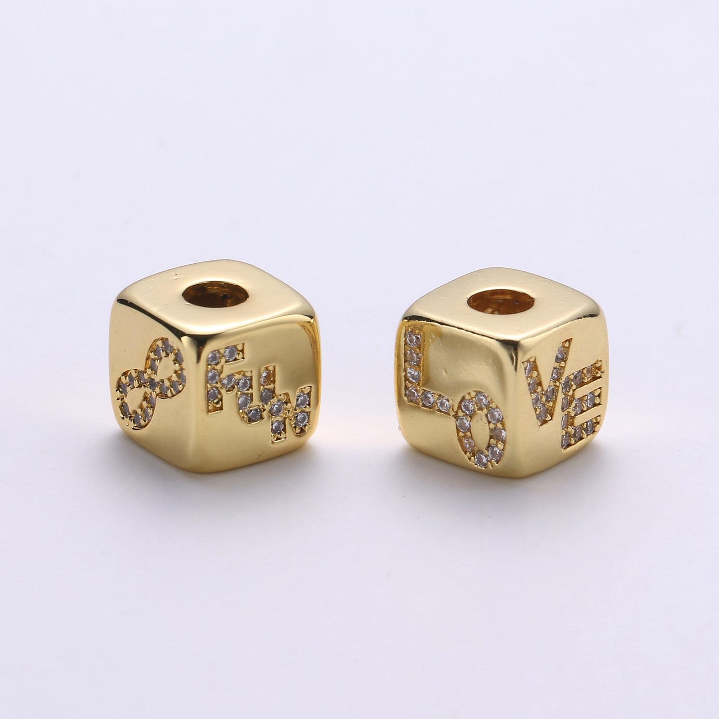 1pc 9x9mm CZ Gold Beads, Evil Eye Beads, Heart Beads, Love Beads, Animal Blocks Micro Pave Block Charm Bracelet Necklace Supply 439