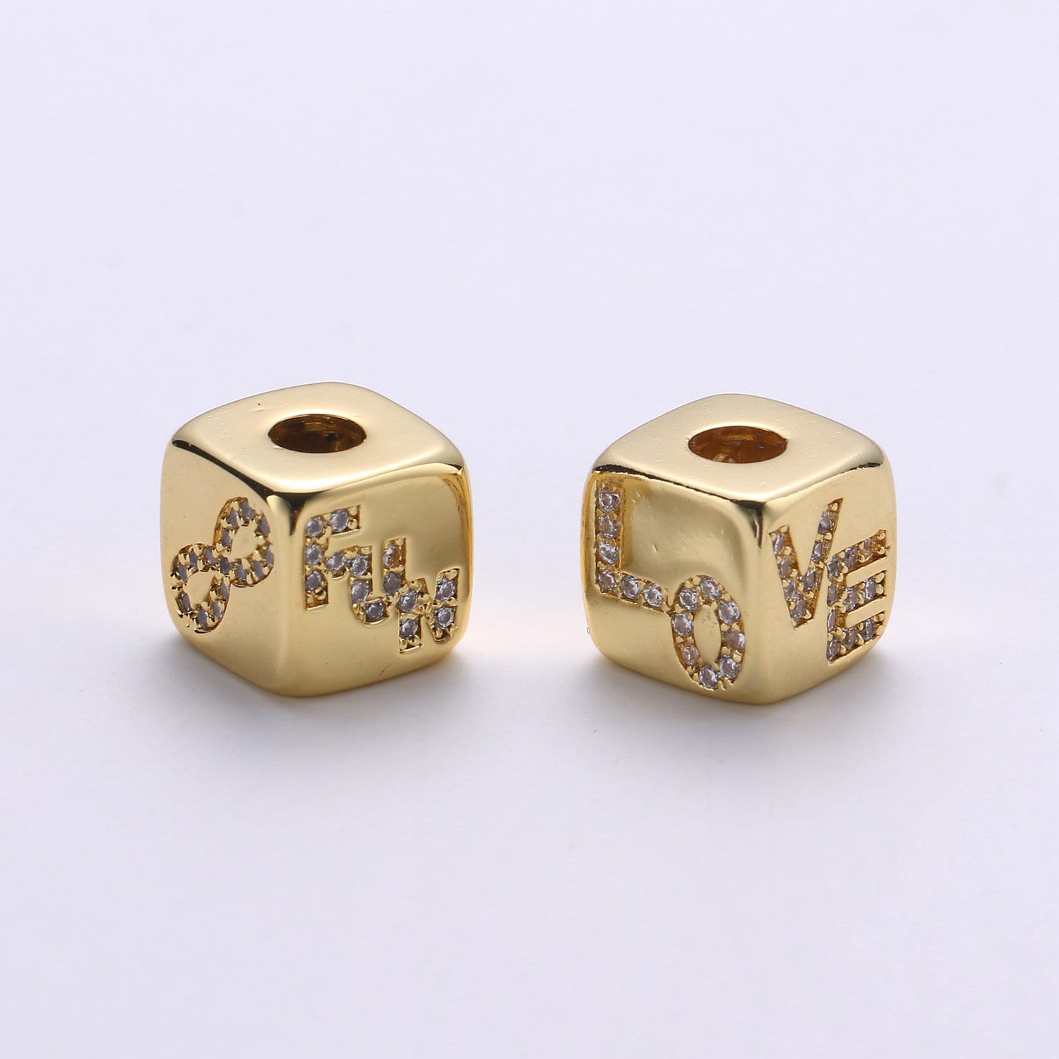 1pc 9x9mm CZ Gold Beads, Evil Eye Beads, Heart Beads, Love Beads, Animal Blocks Micro Pave Block Charm Bracelet Necklace Supply 439