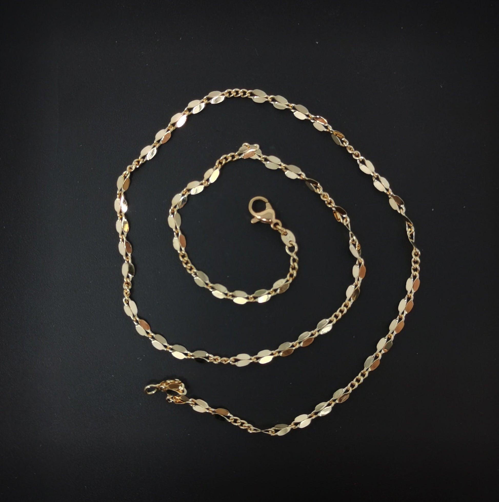 1pc 17.7'' Ready to Use 18K Gold Filled Unique Necklace Chain, Layering Unique Chain Dainty Necklace, For Pendant Charm Necklace Making-664