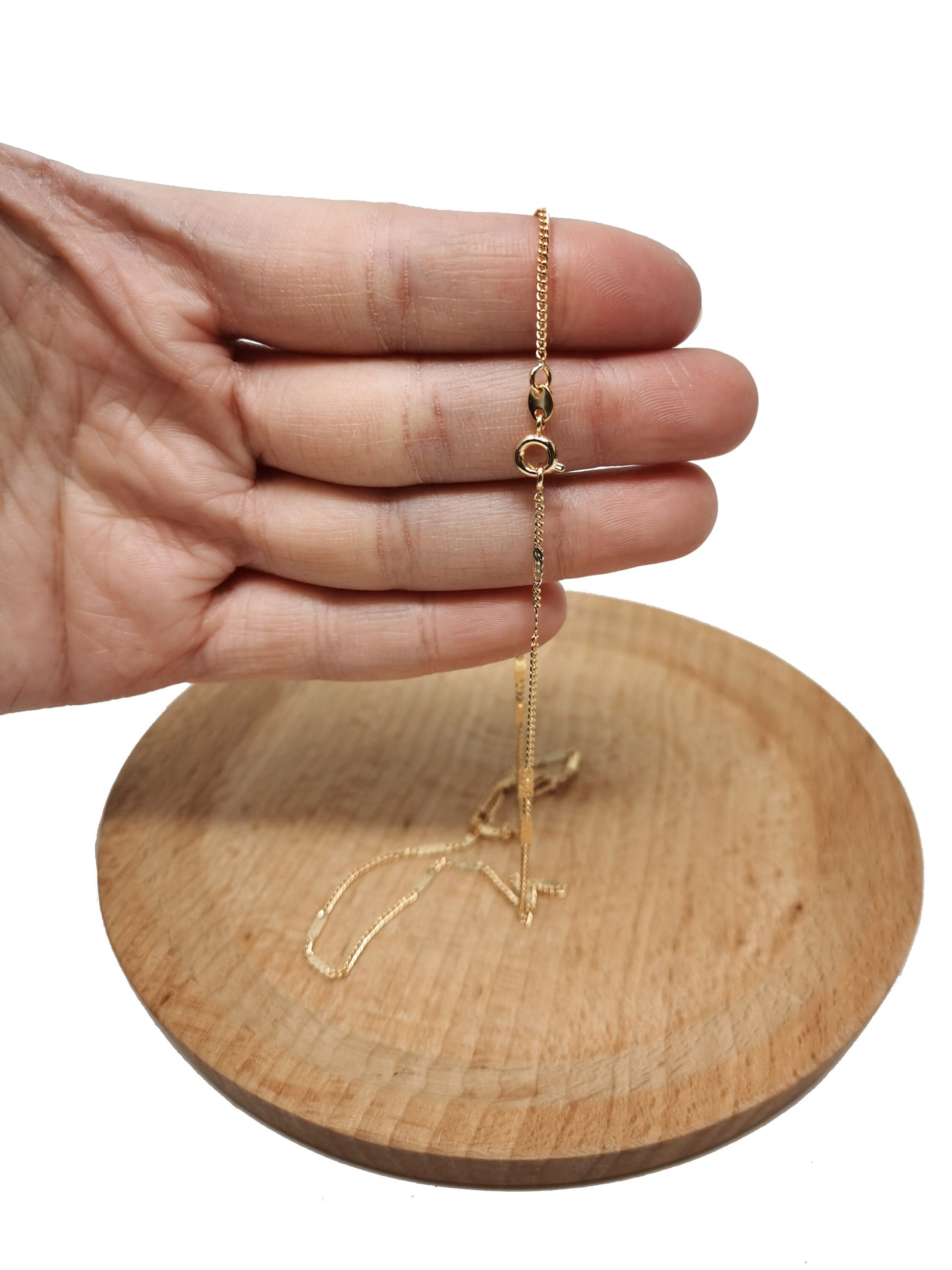 1pc 17.7'' Ready to Use 18K Rosy Gold Baht Link Necklace Chain, Layering Curb Chain Dainty Necklace, For Necklace Making, 736
