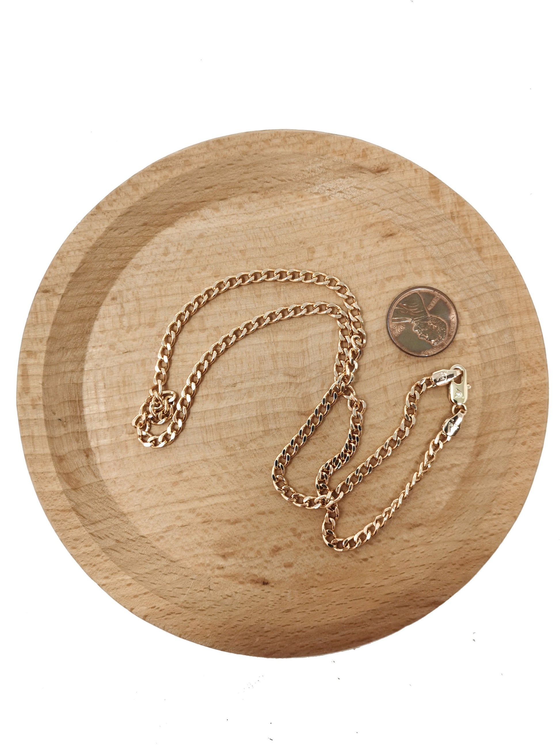 1pc 17.7'' Ready to Use 18K Rosy Gold Cuban Curb Necklace Chain, Layering Curb Chain Dainty Necklace, For Necklace Making,681