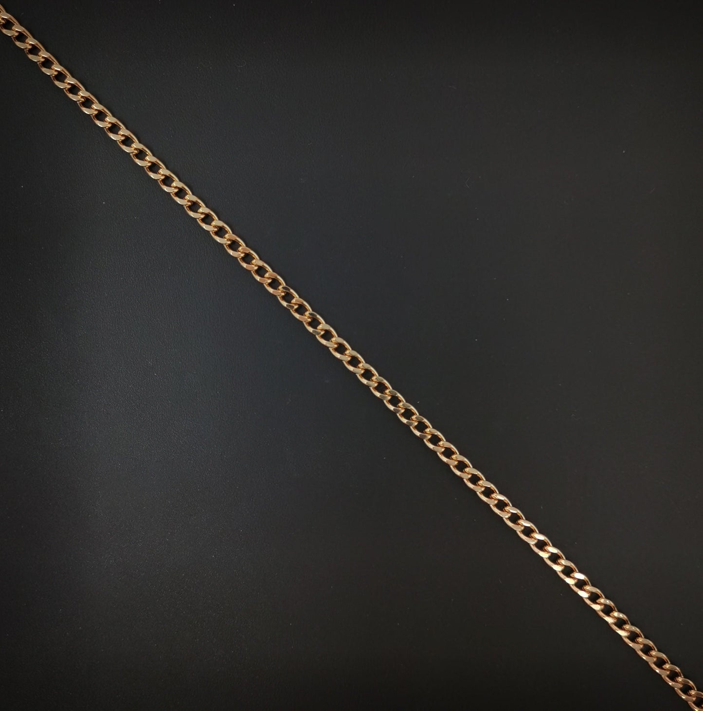 1pc 17.7'' Ready to Use 18K Rosy Gold Cuban Curb Necklace Chain, Layering Curb Chain Dainty Necklace, For Necklace Making,681