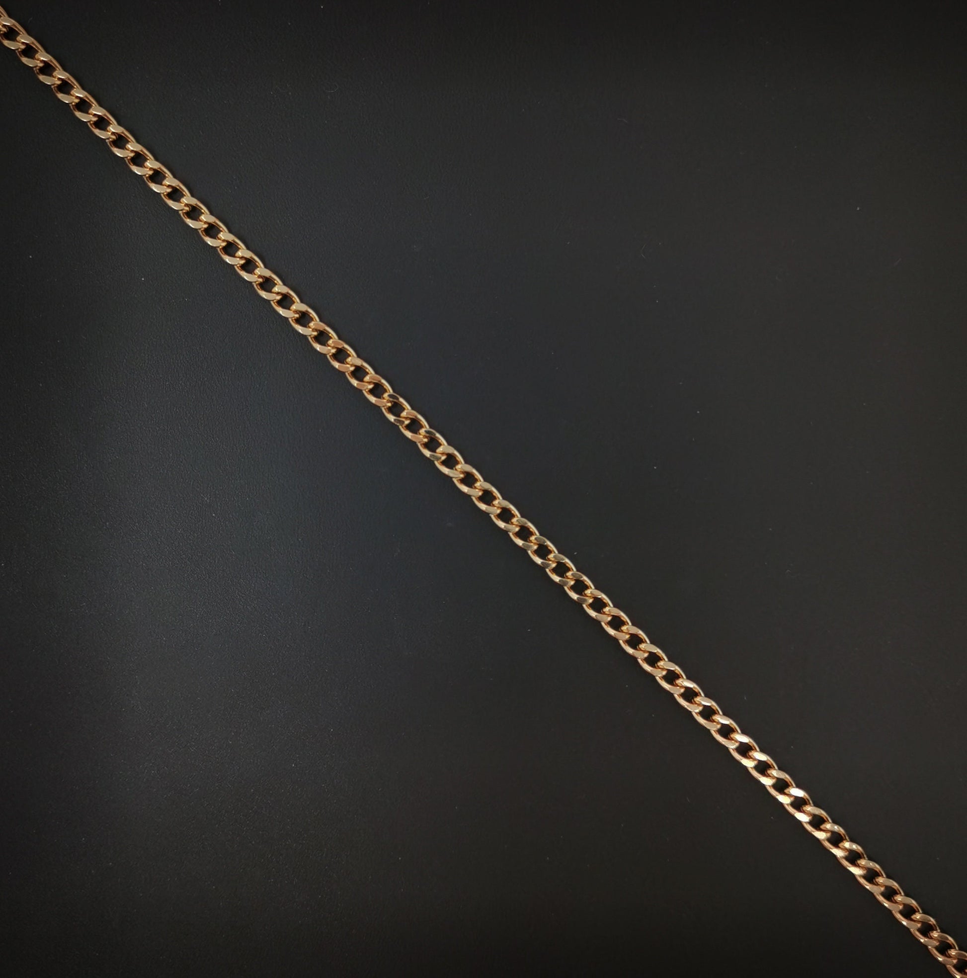 1pc 17.7'' Ready to Use 18K Rosy Gold Cuban Curb Necklace Chain, Layering Curb Chain Dainty Necklace, For Necklace Making,681