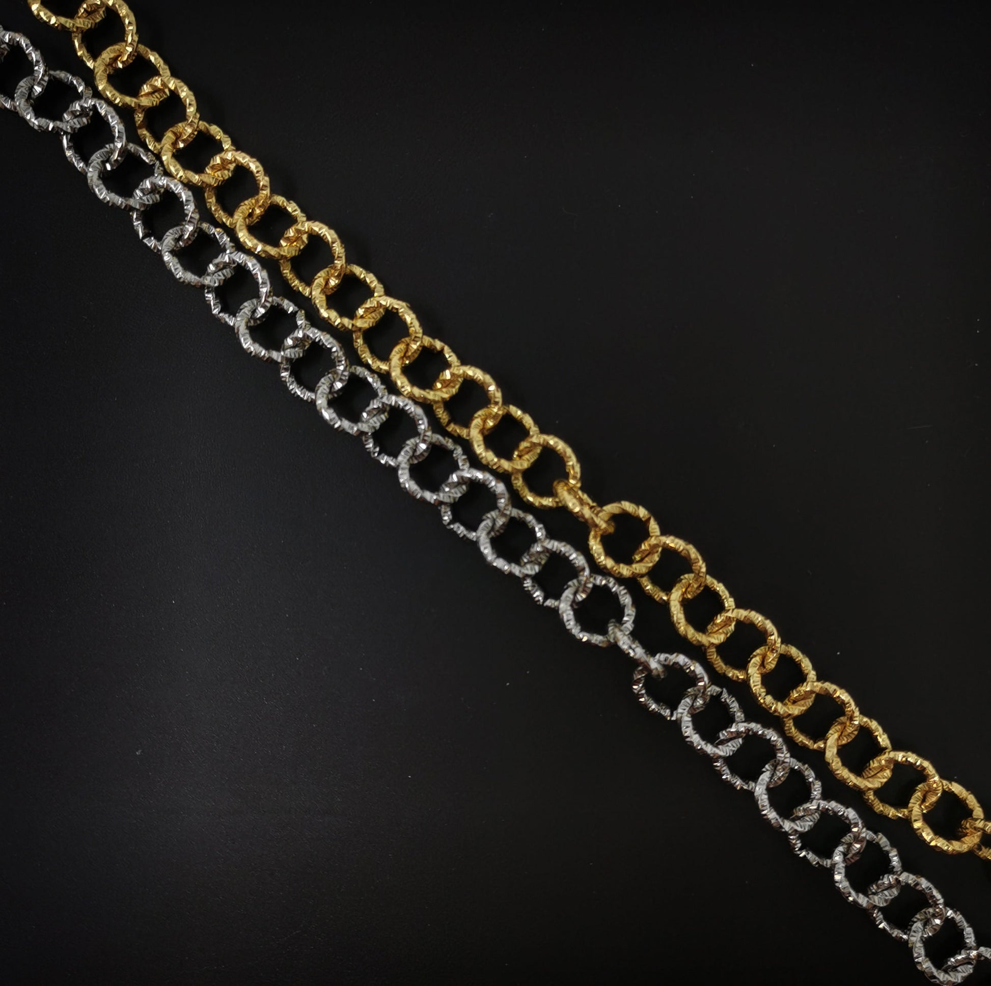 Gold Rope Rolo Chain by Yard, Rope Cable Chain by Foot, Wholesale bulk Roll Chain for Jewelry Making, Width 10.5mm, Roll 90, 91