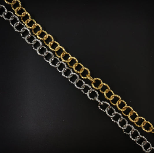 Gold Rope Rolo Chain by Yard, Rope Cable Chain by Foot, Wholesale bulk Roll Chain for Jewelry Making, Width 10.5mm, Roll 90, 91