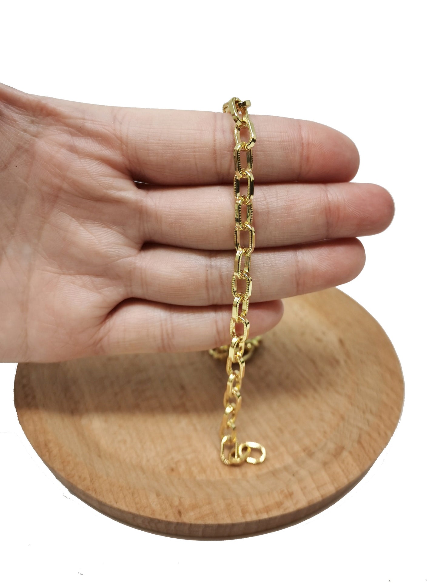 24K Gold Rope Rolo Chain by Yard, Rope Cable Chain by Foot, Wholesale bulk Roll Chain for Jewelry Making, Width 6mm, 92, 93