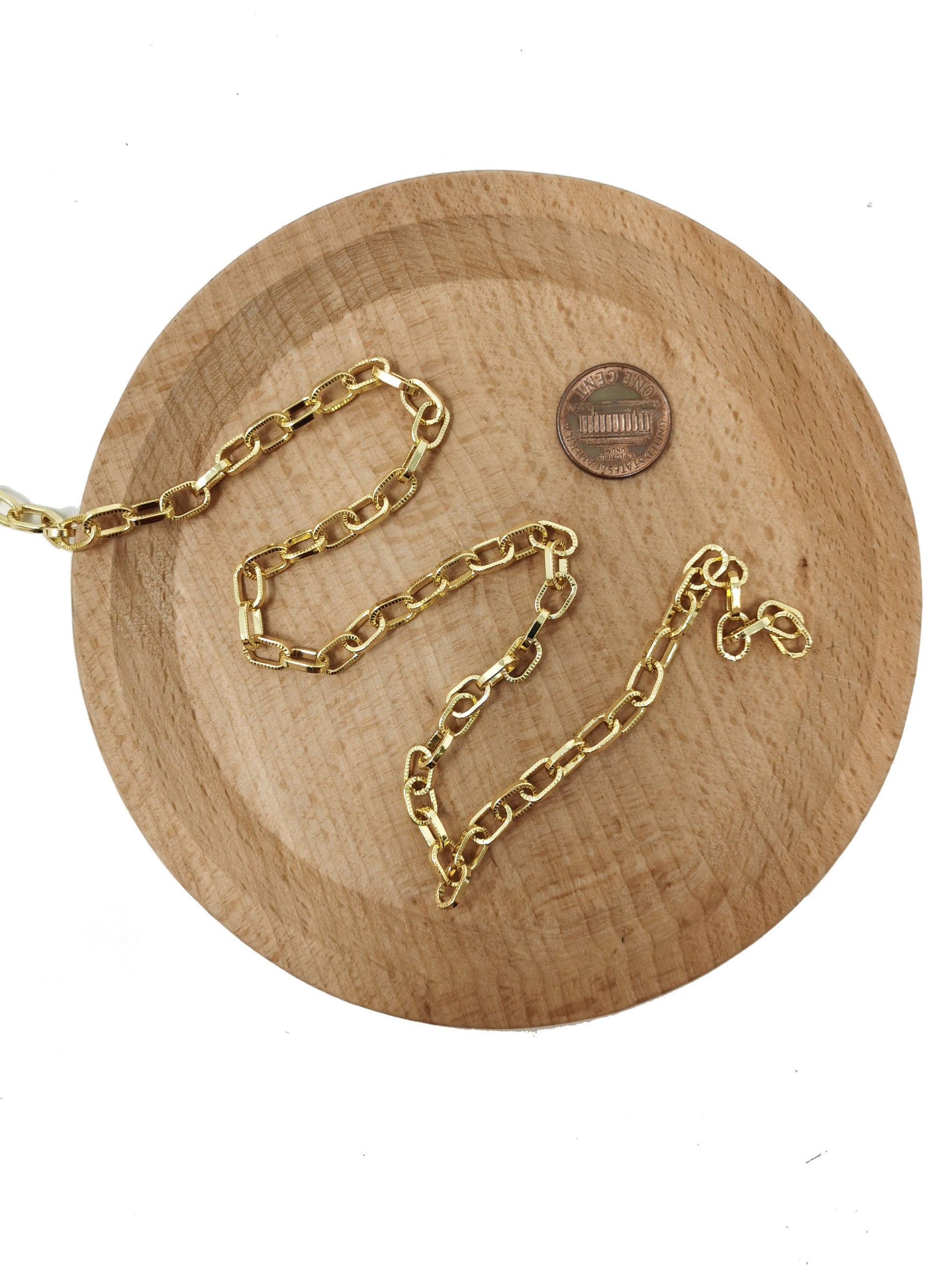 24K Gold Rope Rolo Chain by Yard, Rope Cable Chain by Foot, Wholesale bulk Roll Chain for Jewelry Making, Width 6mm, 92, 93