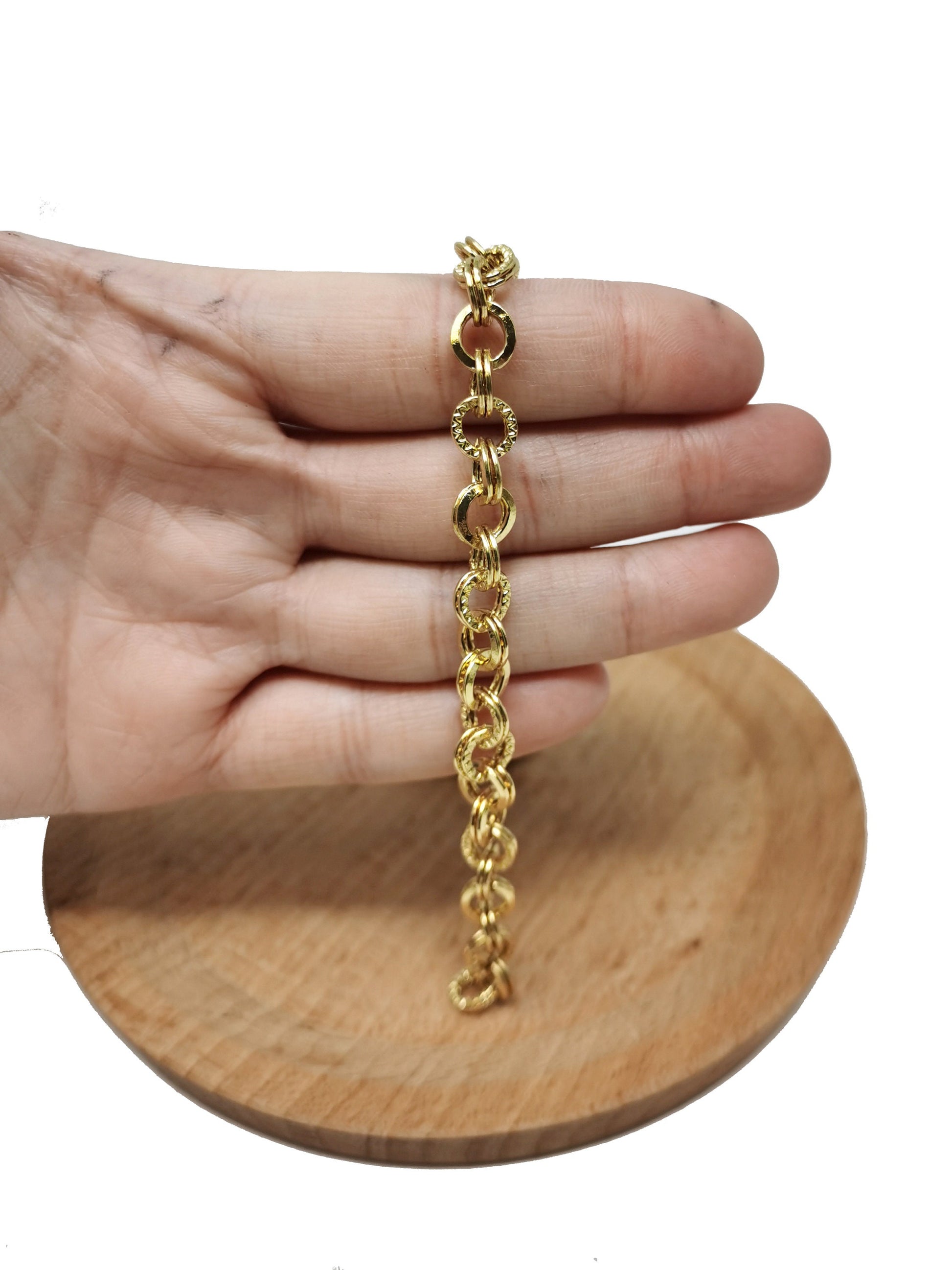 14K Gold Rolo Cable Chain by Yard, Rolo Cable Chain , Wholesale bulk Roll Chain for Jewelry Making, Width 8mm,ROLL-96,97