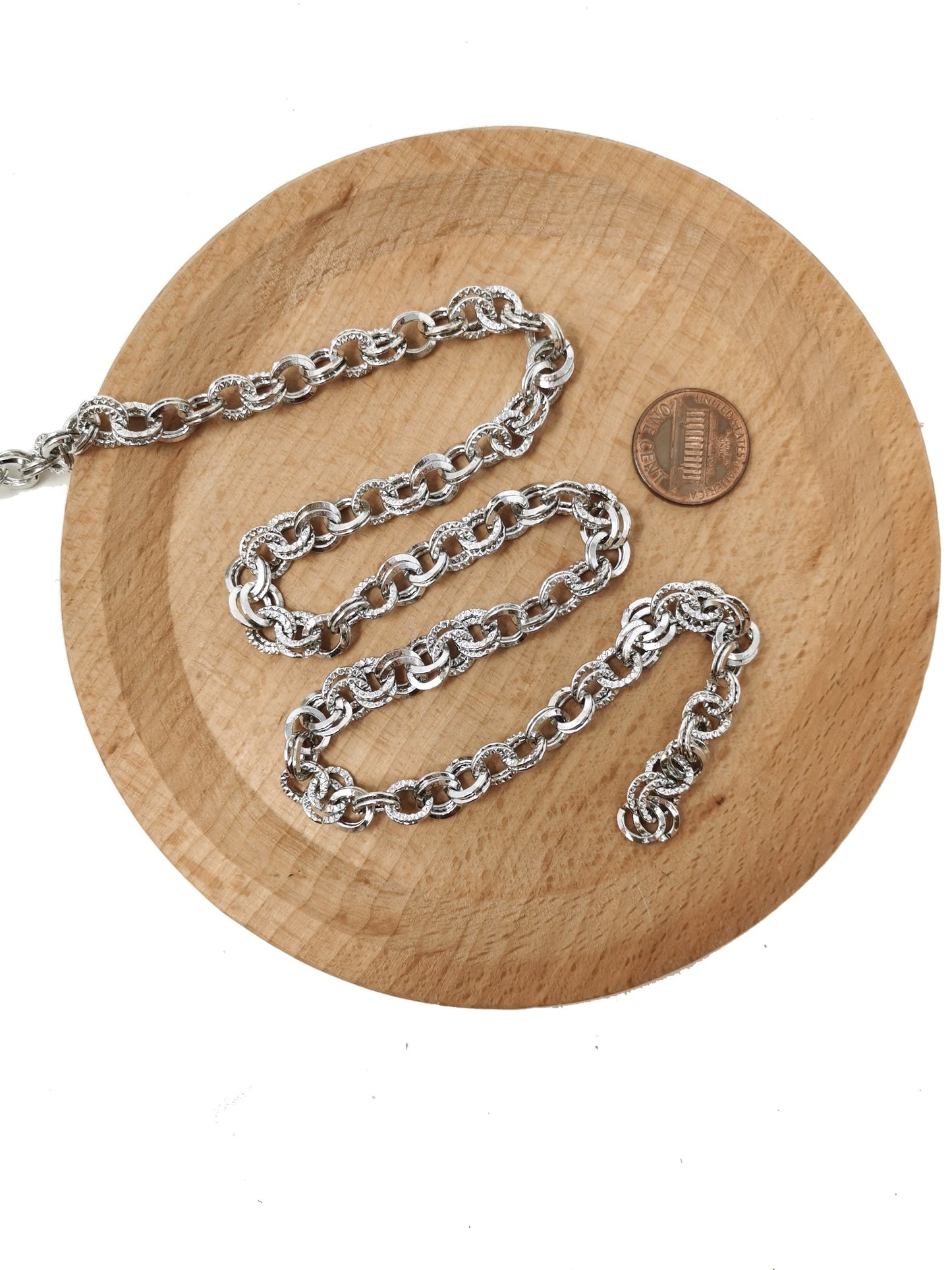 White Gold Rolo Cable Chain by Yard, Rolo Cable Chain , Wholesale bulk Roll Chain for Jewelry Making, Width 8mm,ROLL-212