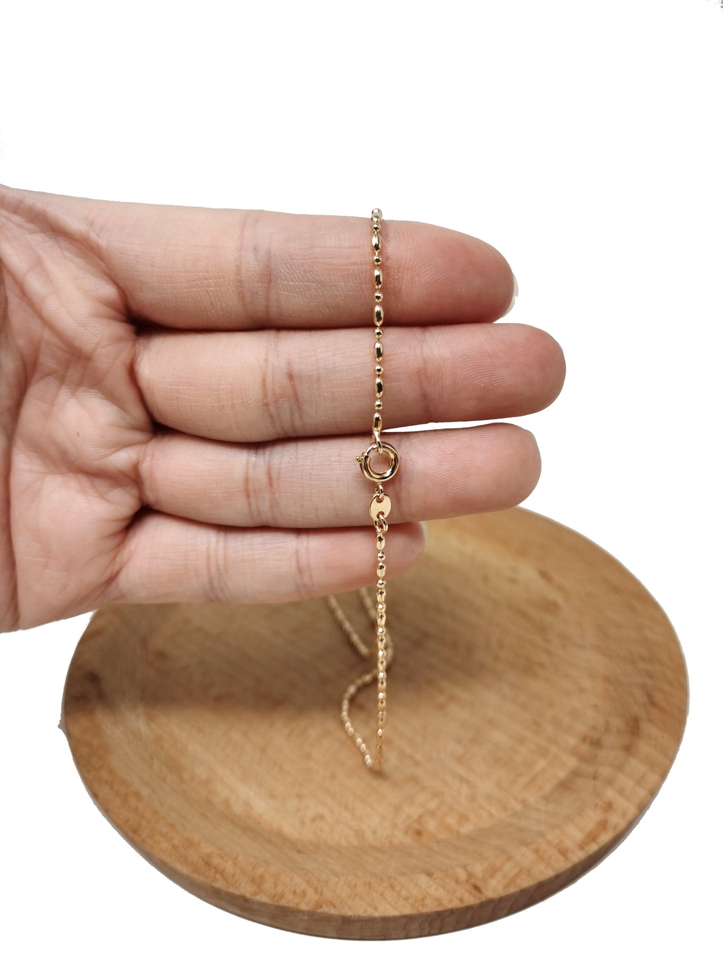 1pc 18'' or 20'' Ready to Use 18K Rosy Gold Bead Necklace Chain, Layering Beaded Chain,Dainty Beaded Necklace,For Chain Necklace, 698