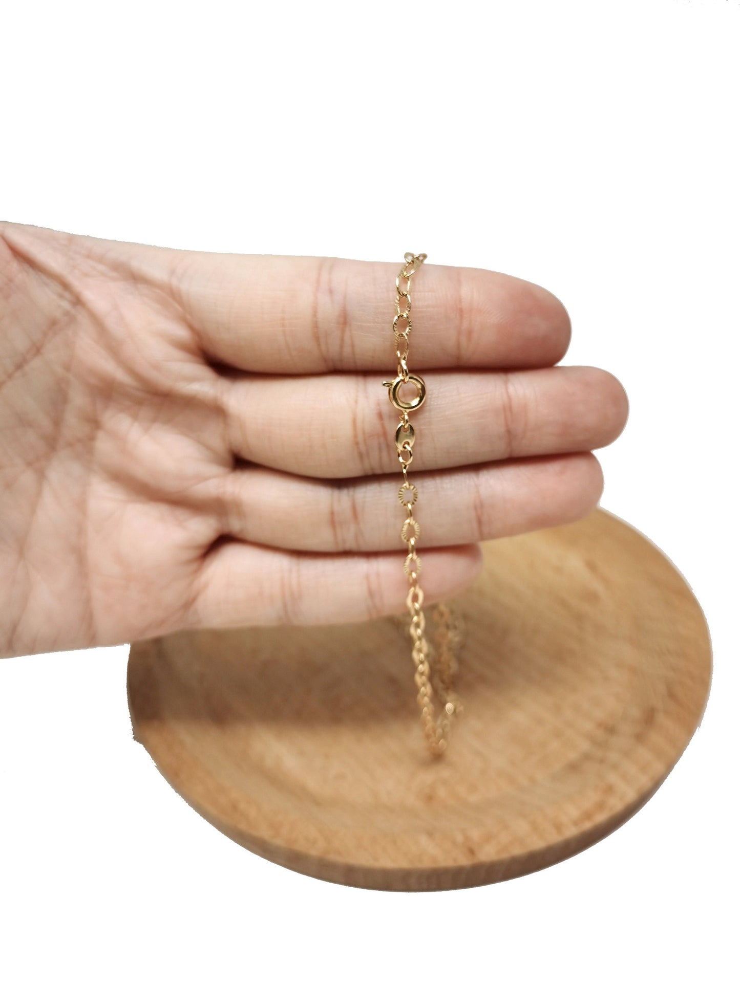1pc 19.6' Ready to Use 18K Rosy Gold Rolo Necklace Chain,Layering Rolo Chain Dainty Necklace, For Pendant Charm Necklace Making, 737