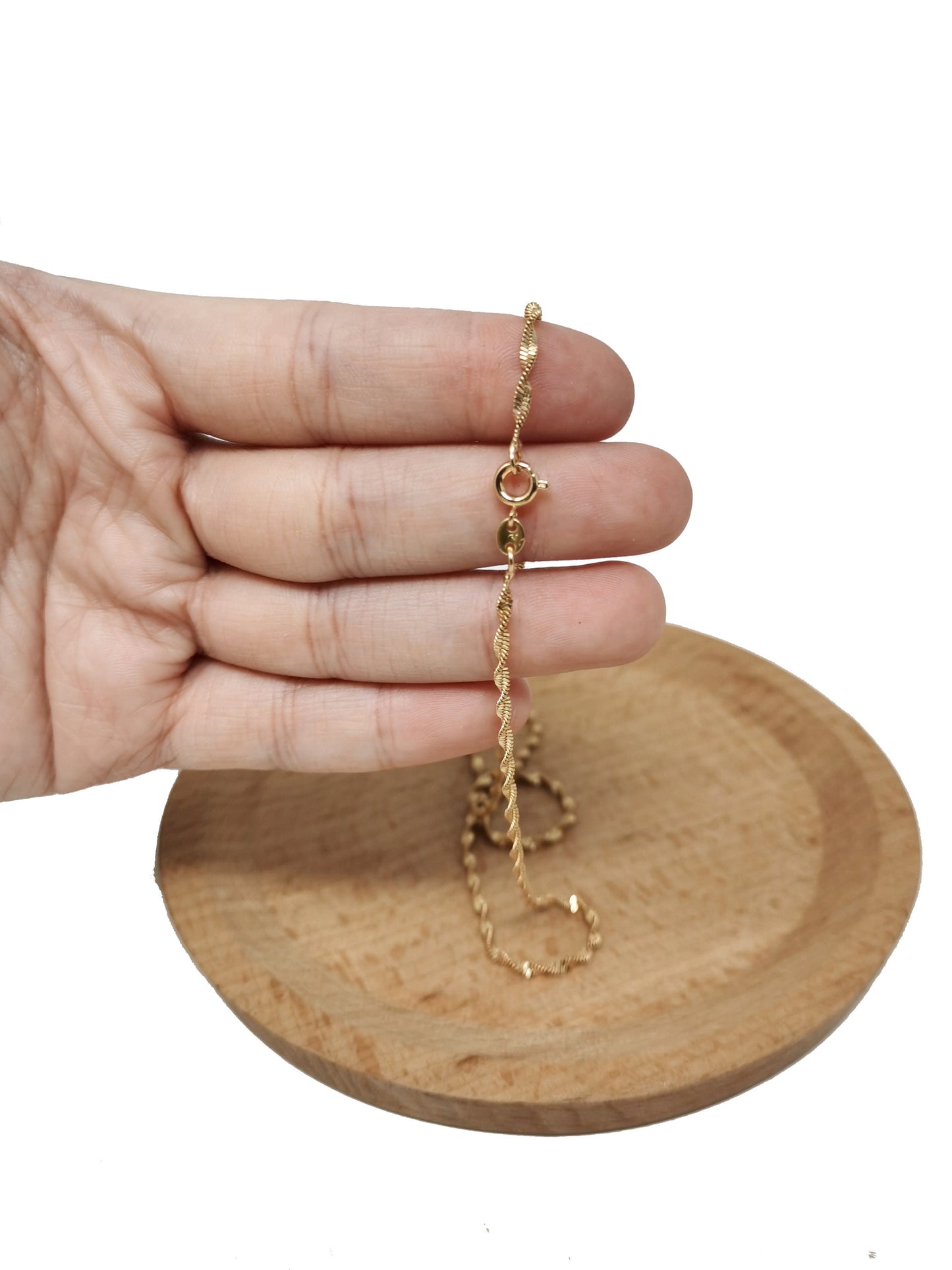 1pc 17.7'' Ready to Use 18K Rosy Gold Filled Singapore Necklace Chain, Layer Singapore Chain Dainty Necklace, For Necklace Making, 722