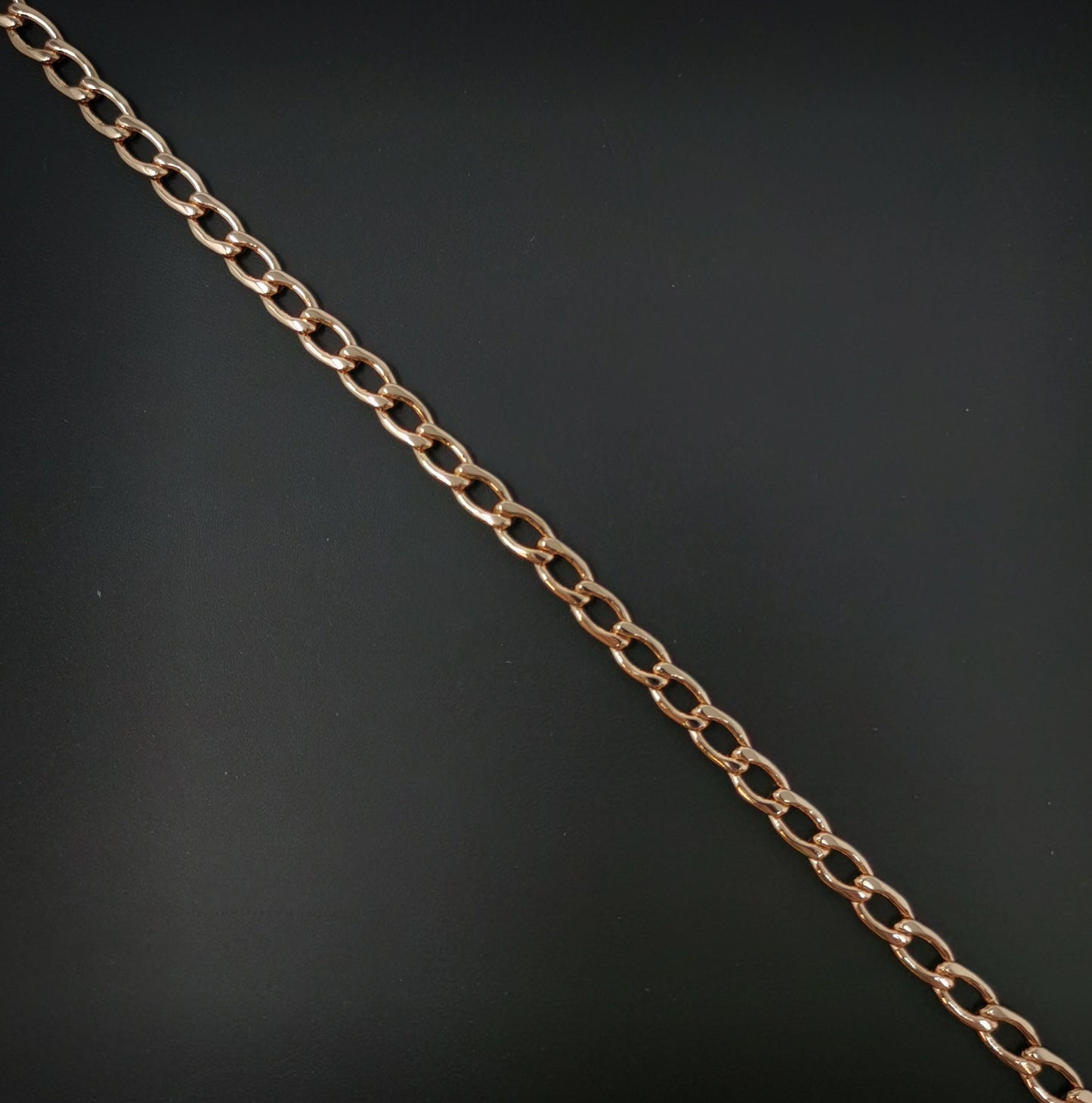 1pc 19'' Ready to Use 18K Rosy Gold Filled Cuban Curb Necklace Chain, Layering Curb Chain Dainty Necklace, For Necklace Making, CH-729