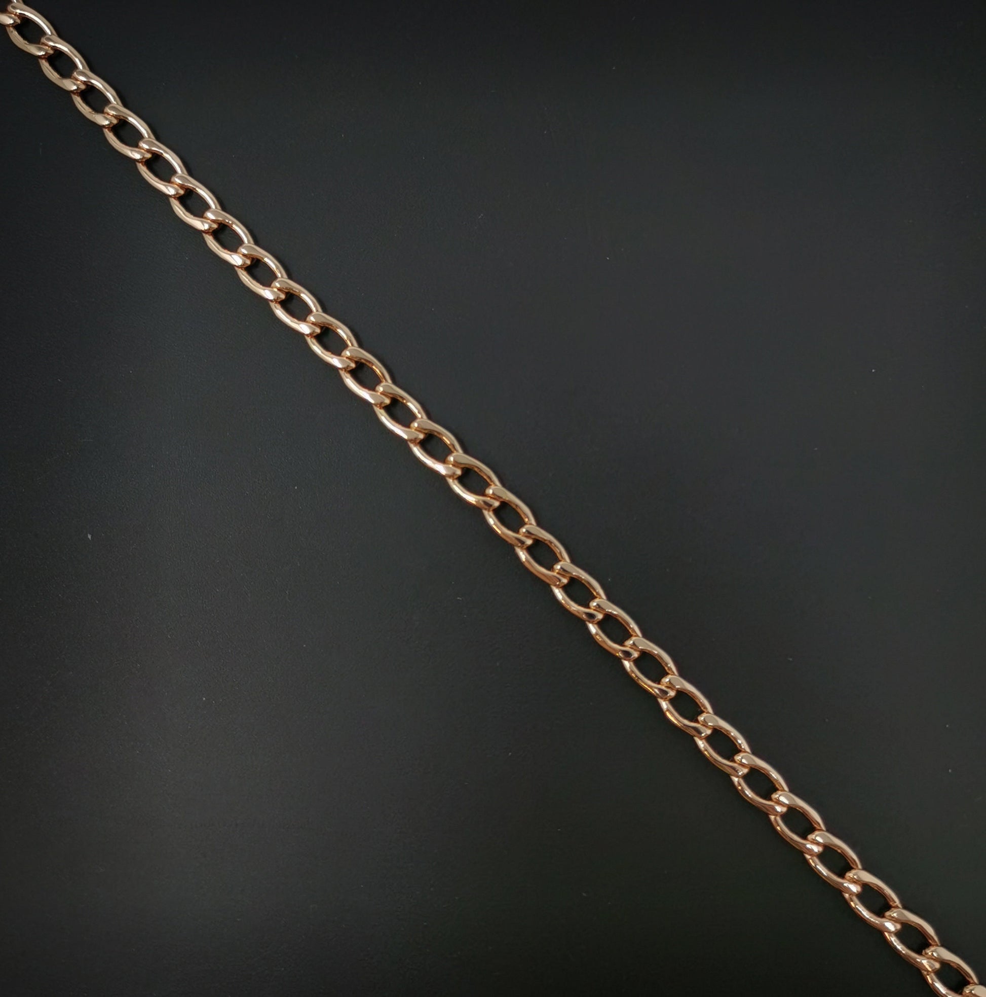 1pc 19'' Ready to Use 18K Rosy Gold Filled Cuban Curb Necklace Chain, Layering Curb Chain Dainty Necklace, For Necklace Making, CH-729