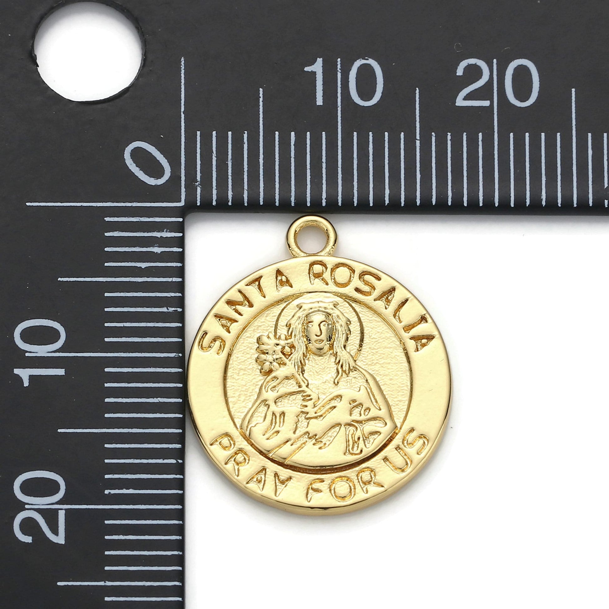 1pc Gold Santa Rosalia Pray for Us Charm, Religious Pendant Charm, Charm, For DIY Jewelry,chgf-1057