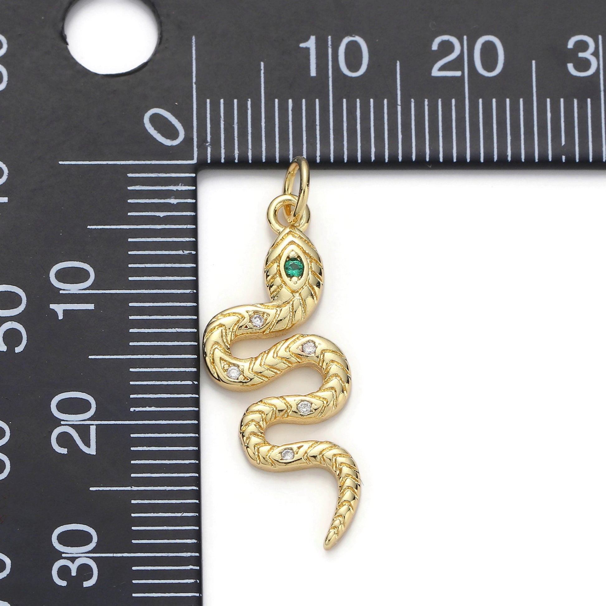 1pc Gold Micro Pave Snake Charm, Cubic Zirconia Snake Pendant Charm, Charm, For DIY Jewelry, D-32