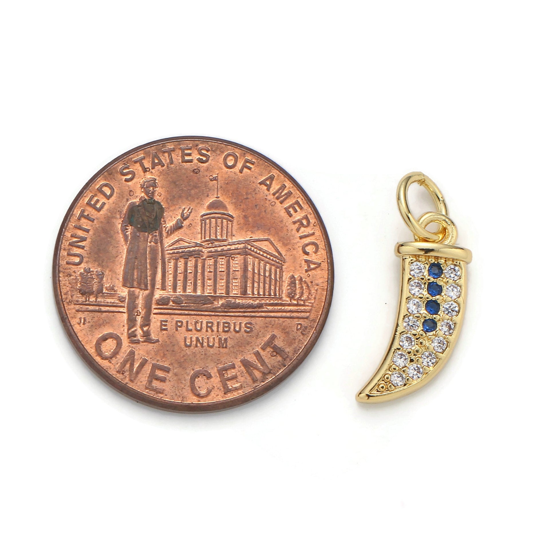 1pc 24k Gold Micro Pave CZ Janbiya Dagger Pendant Charm, Micro Pave CZ Pendant Charm, Pendant, For DIY Jewelry