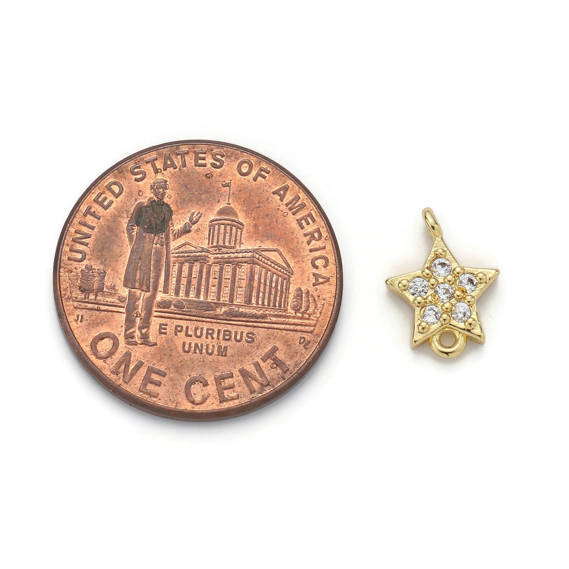 1pc Gold Star Micro Pave Connector Charm, Cubic Zirconia Pendant Charm, For DIY Jewelry, Gold Color