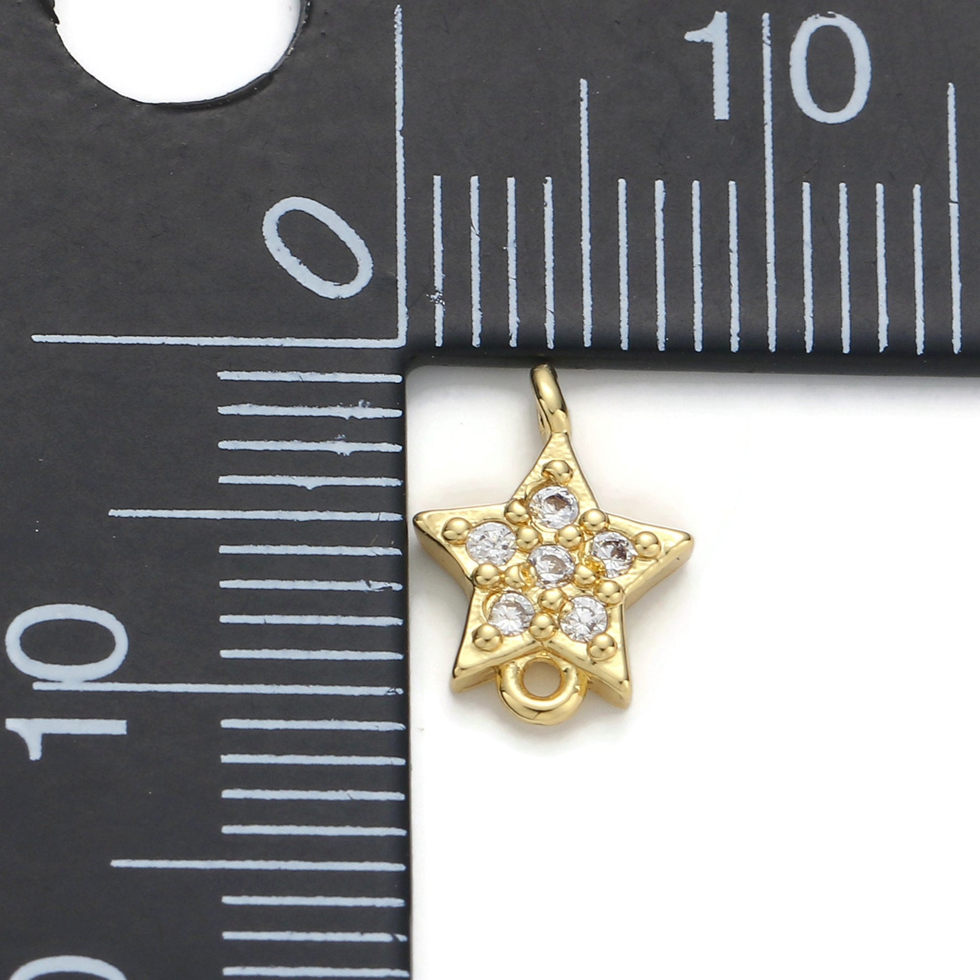 1pc Gold Star Micro Pave Connector Charm, Cubic Zirconia Pendant Charm, For DIY Jewelry, Gold Color