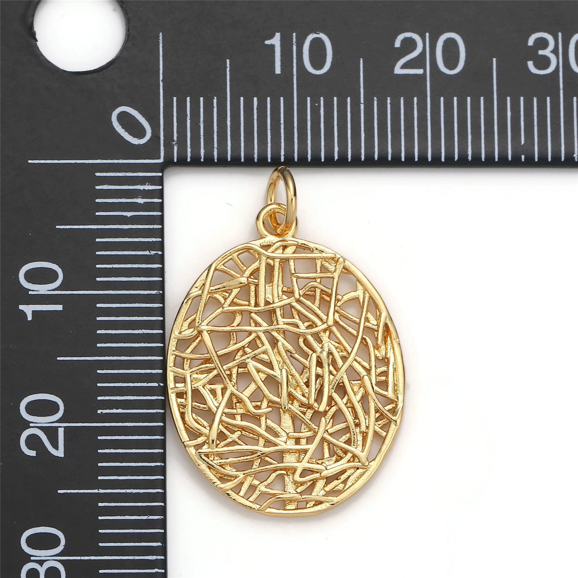 1pc 24k Gold Patterned Oval Charm, Branch Paisley Pendant Charm, Charm, For DIY Jewelry, Gold Color
