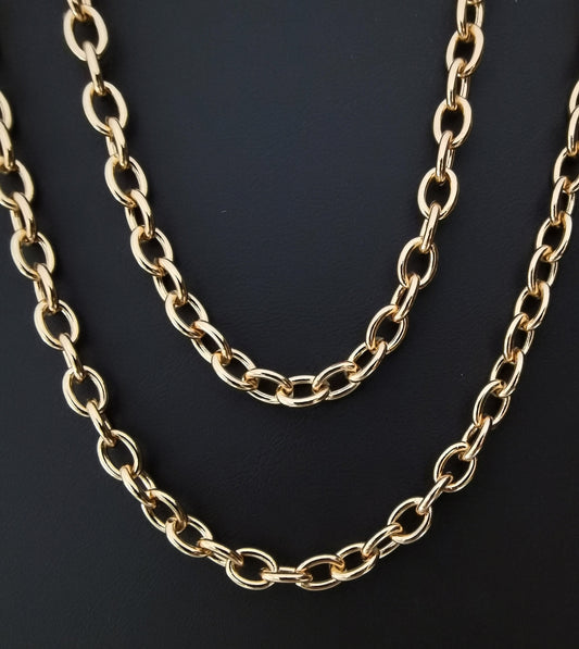 Gold Rolo Cable Paperclip Chain by Yard White Rolo Elongate Chain by Foot, Wholesale bulk Roll for Jewelry Making, xp- 9 , xp-10