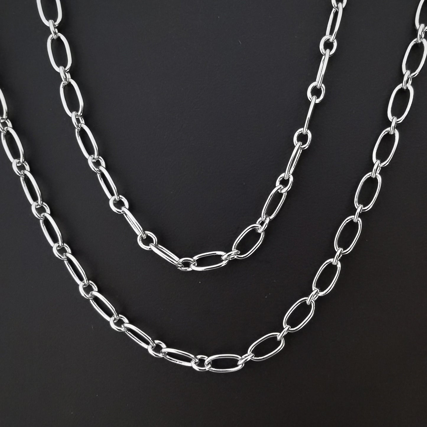 18K Gold Rolo Cable Paperclip Chain by Yard, Silver Rolo Elongate Chain, Wholesale bulk Roll Chain for Jewelry Making, xp-008, xp-011