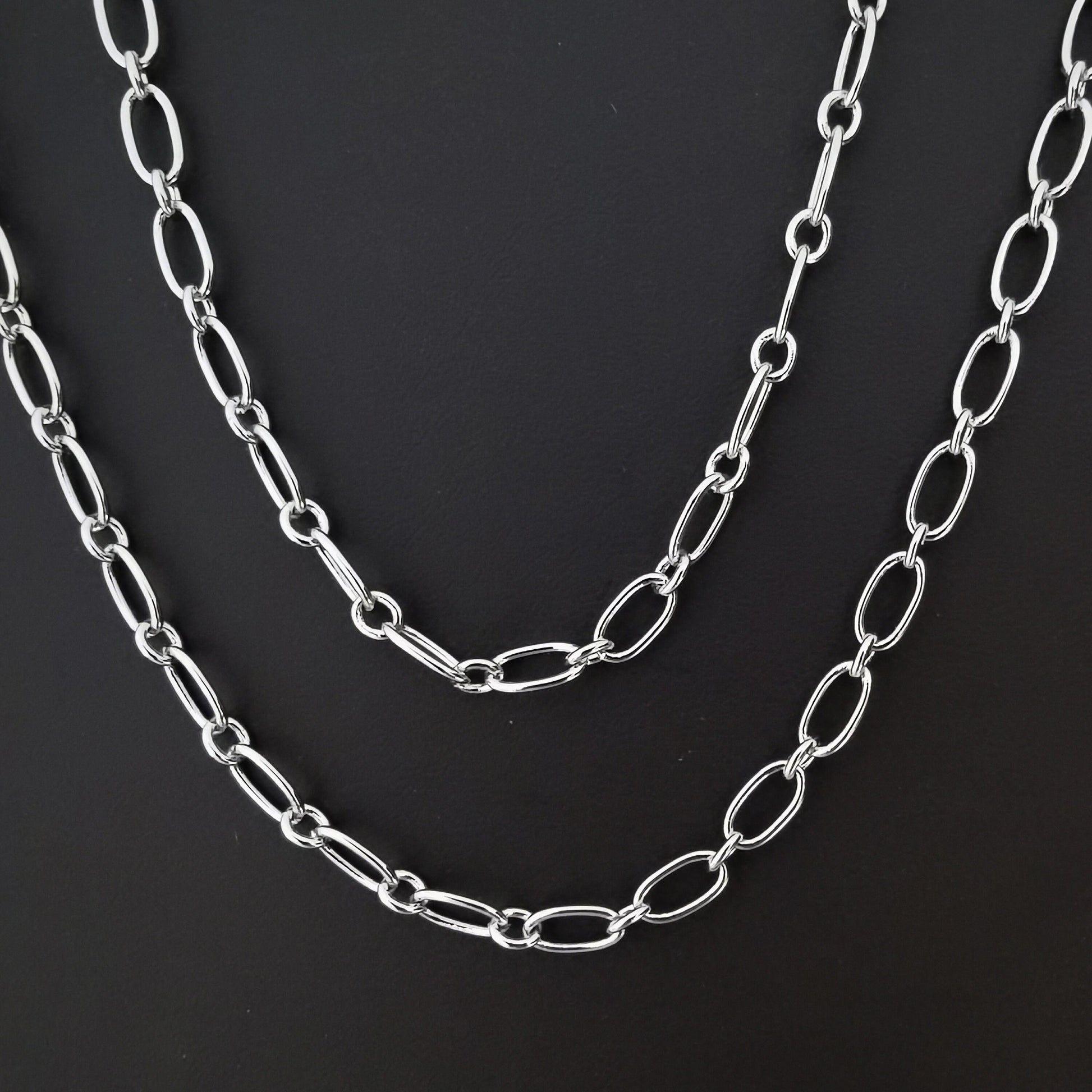18K Gold Rolo Cable Paperclip Chain by Yard, Silver Rolo Elongate Chain, Wholesale bulk Roll Chain for Jewelry Making, xp-008, xp-011