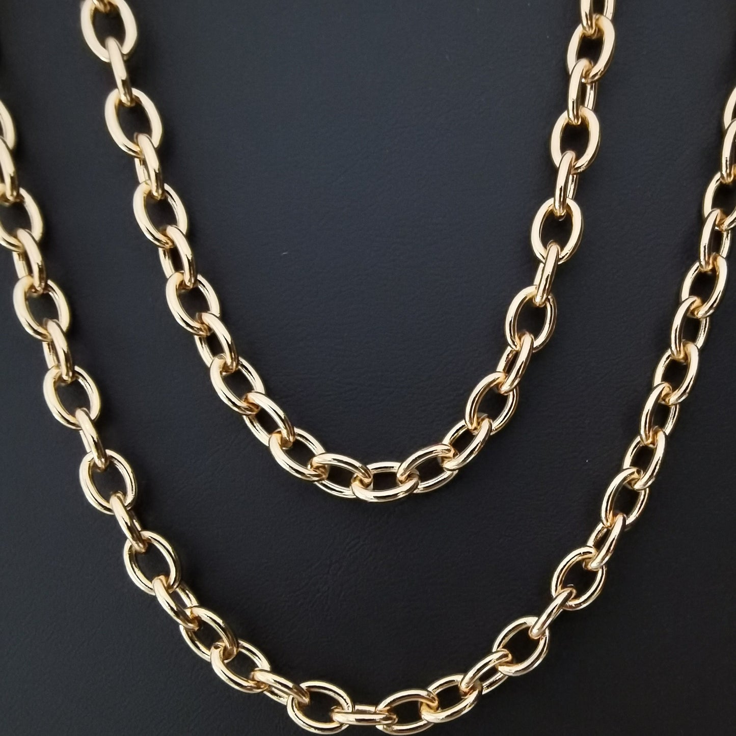 24K Gold Rolo Cable Paperclip Chain by Yard,Link Cable Rolo Elongate Chain, Wholesale bulk Roll Chain for Jewelry Making, xp-001, 04,05